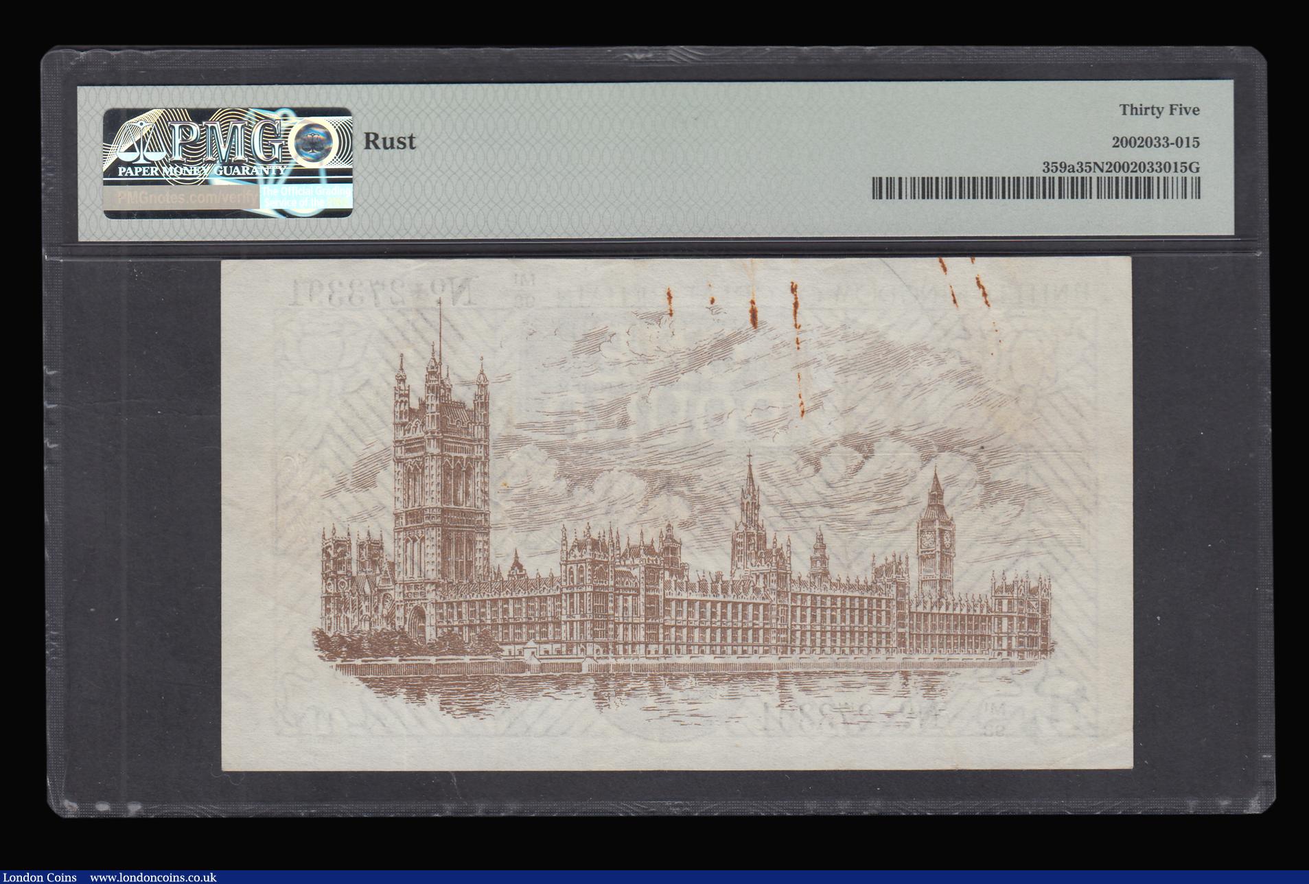 London Coins : A192 : Lot 20 : One Pound Warren Fisher T31 issued 1923, M1/98 273391, portrait KGV Choice Very Fine PMG 35 "Ru...
