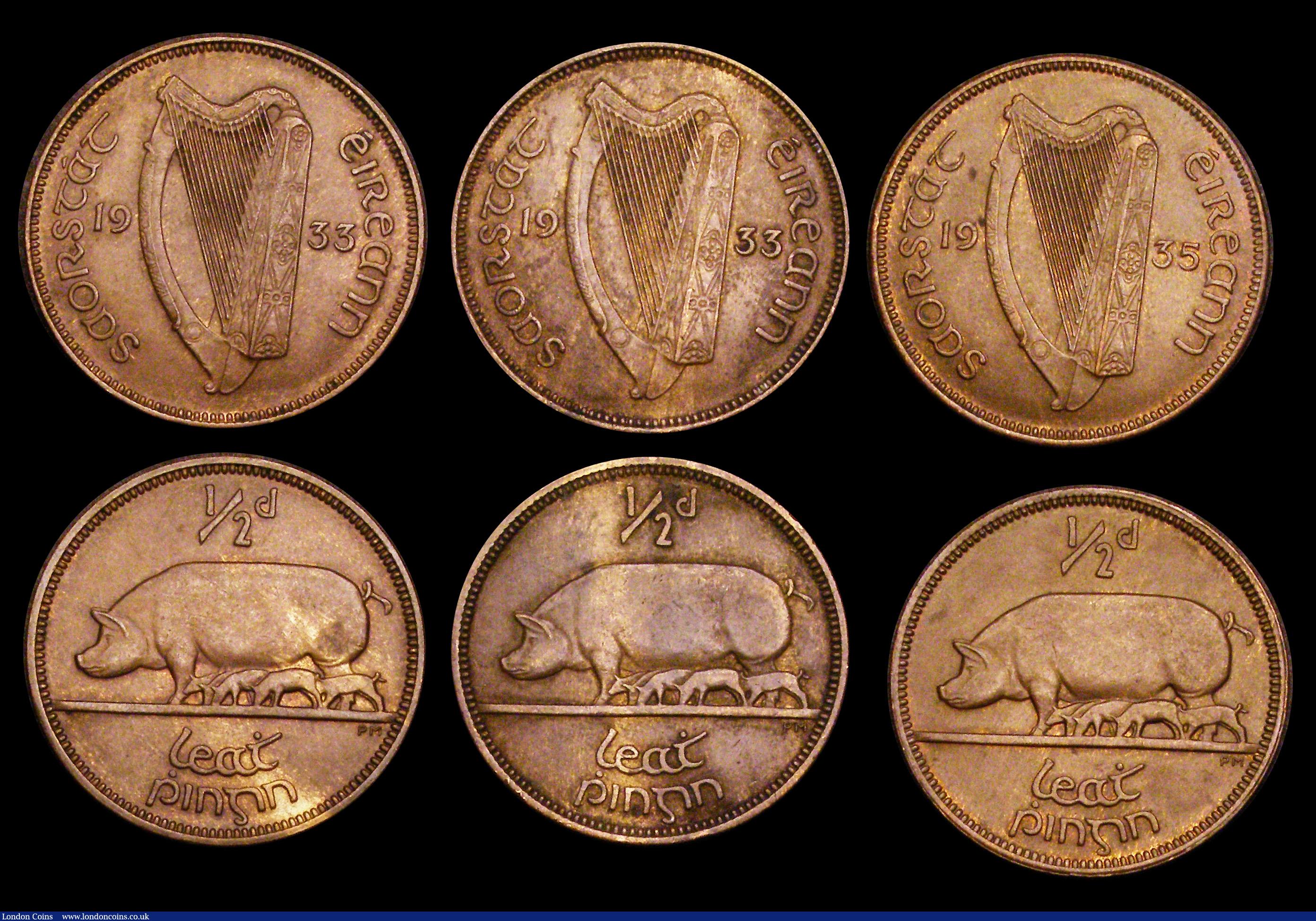 London Coins : A192 : Lot 2016 : Ireland (16) a higher grade group Florin 1959 (2), 6d 1928 (3), 1934, 1935, 1939 (2), 1940 (2), 3d 1...