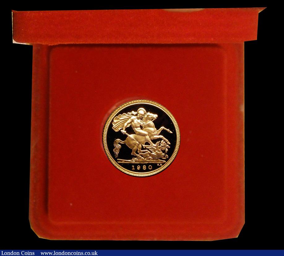 London Coins : A192 : Lot 282 : Half Sovereign 1980 Proof FDC in the red case of issue with certificate