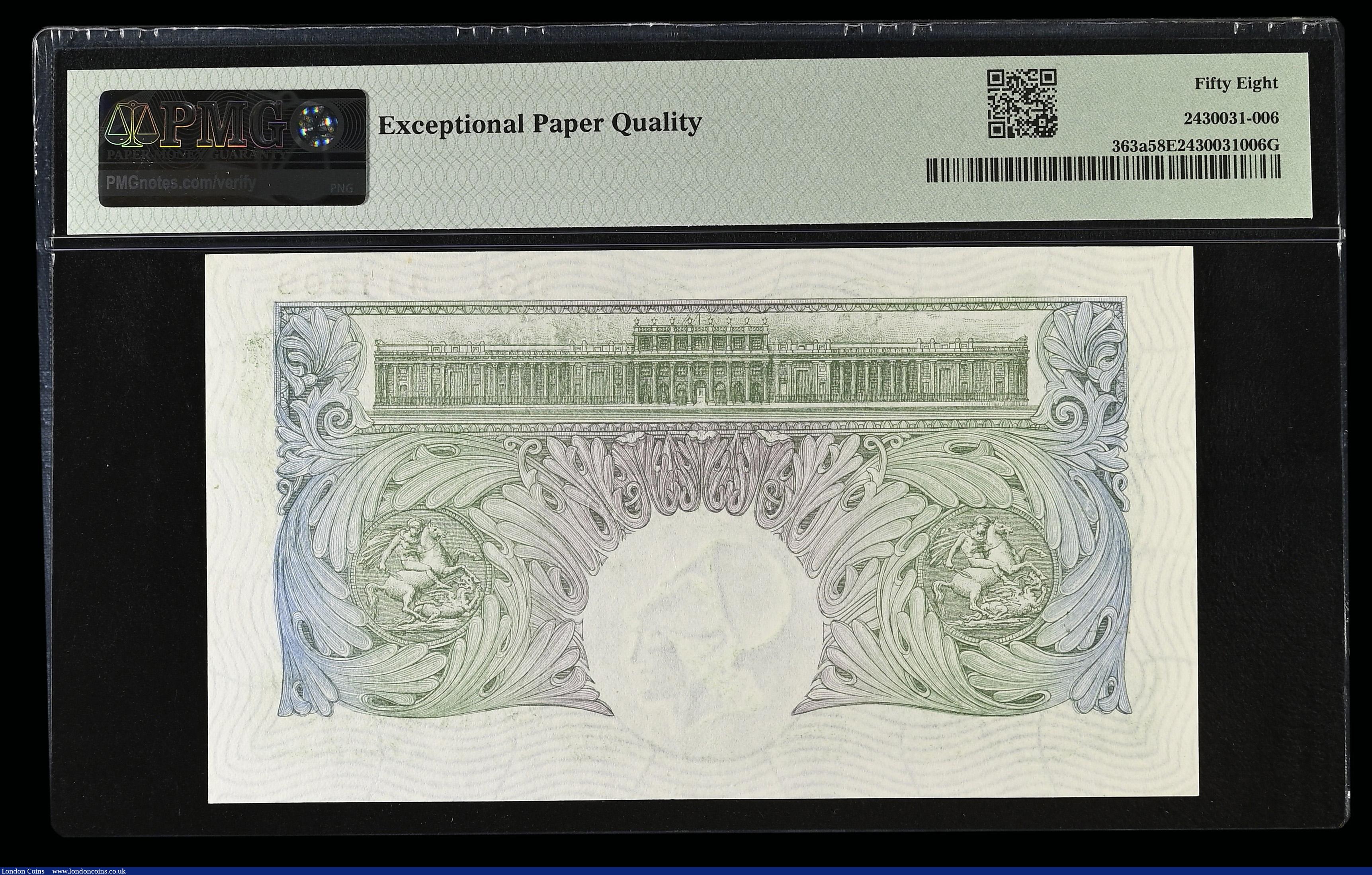 London Coins : A192 : Lot 30 : One pound Mahon B212 issued 1928 S/N D34 411608 Choice About Uncirculated PMG 58 EPQ
