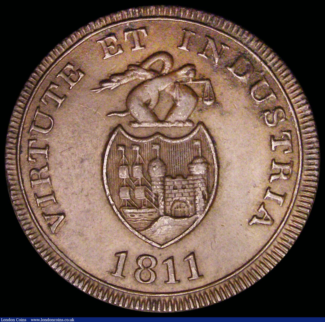 London Coins : A192 : Lot 376 : Halfpenny 1811 BR & Copper Co Bristol Withers 451/3, Davis 170/9 VF