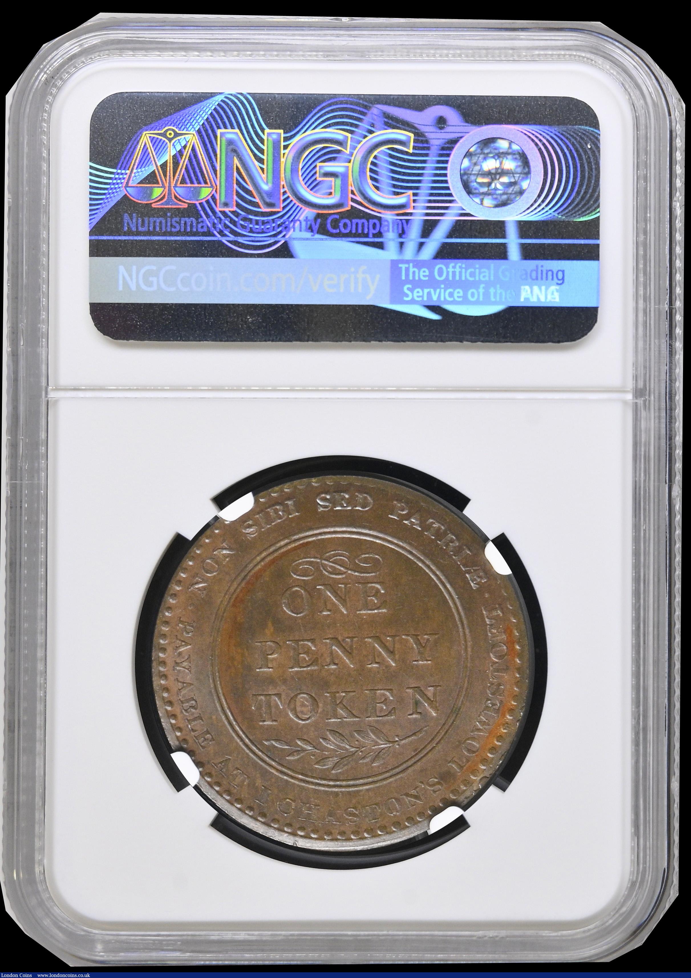 London Coins : A192 : Lot 382 : Penny 1811 I Chaston Lowestoft W851 Choice and graded MS63BN by NGC