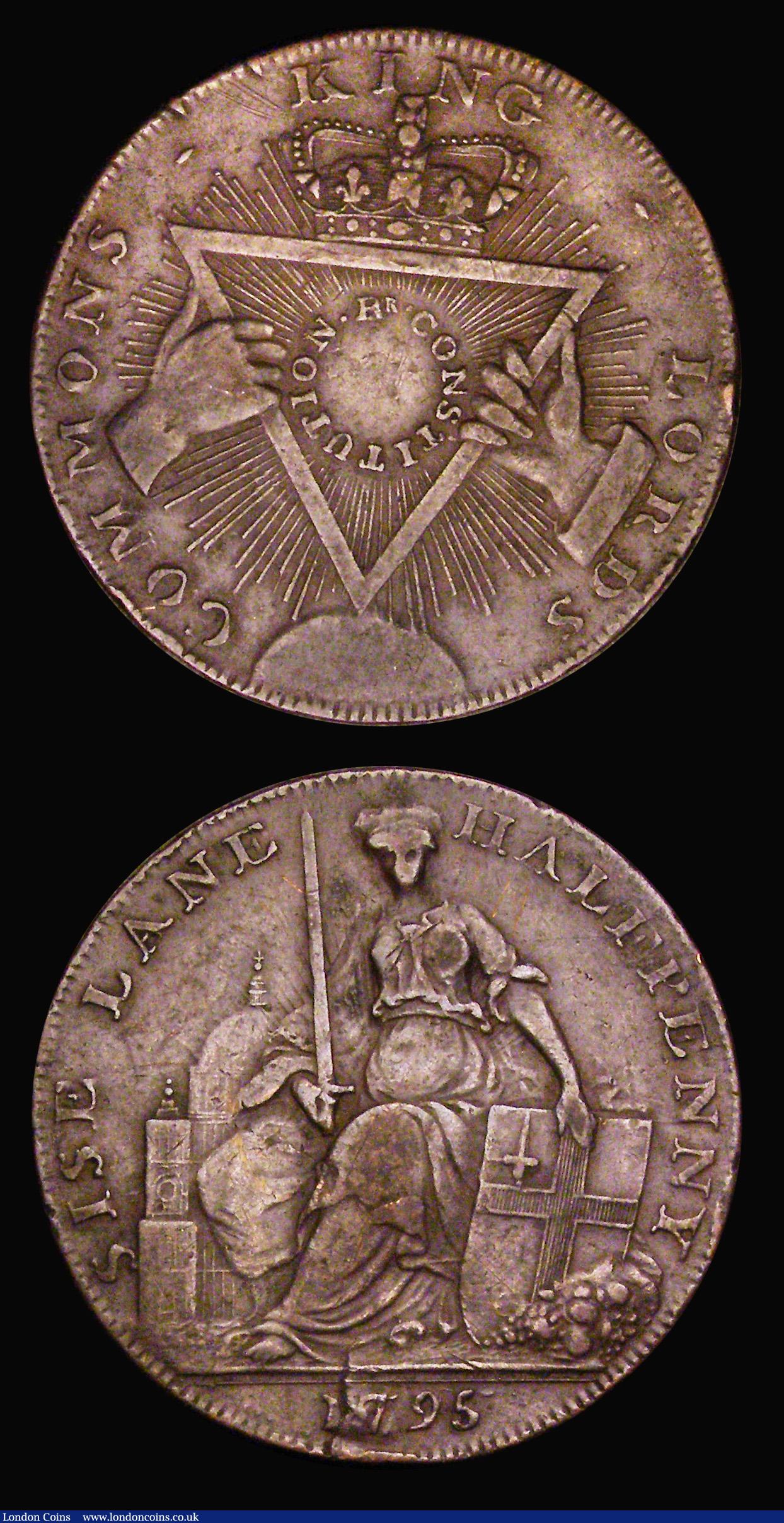 London Coins : A192 : Lot 389 : Penny 18th Century Middlesex Globe Series 1797 Godstone DH 137, Godstone Tower A/UNC with some lustr...