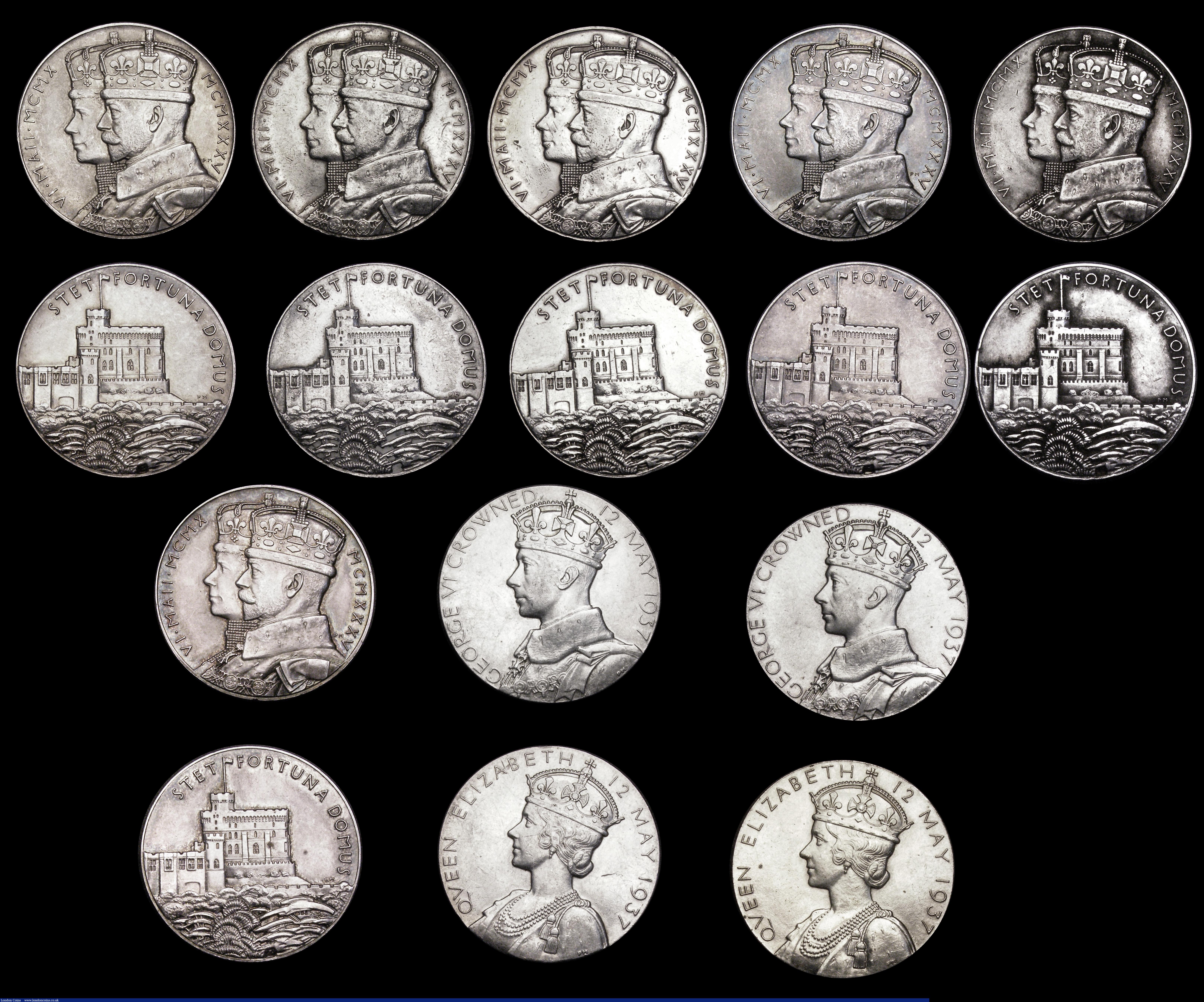London Coins : A192 : Lot 436 : A collection of the small silver (32mm) official Royal Mint issues in a Lindner tray (18) Coronation...