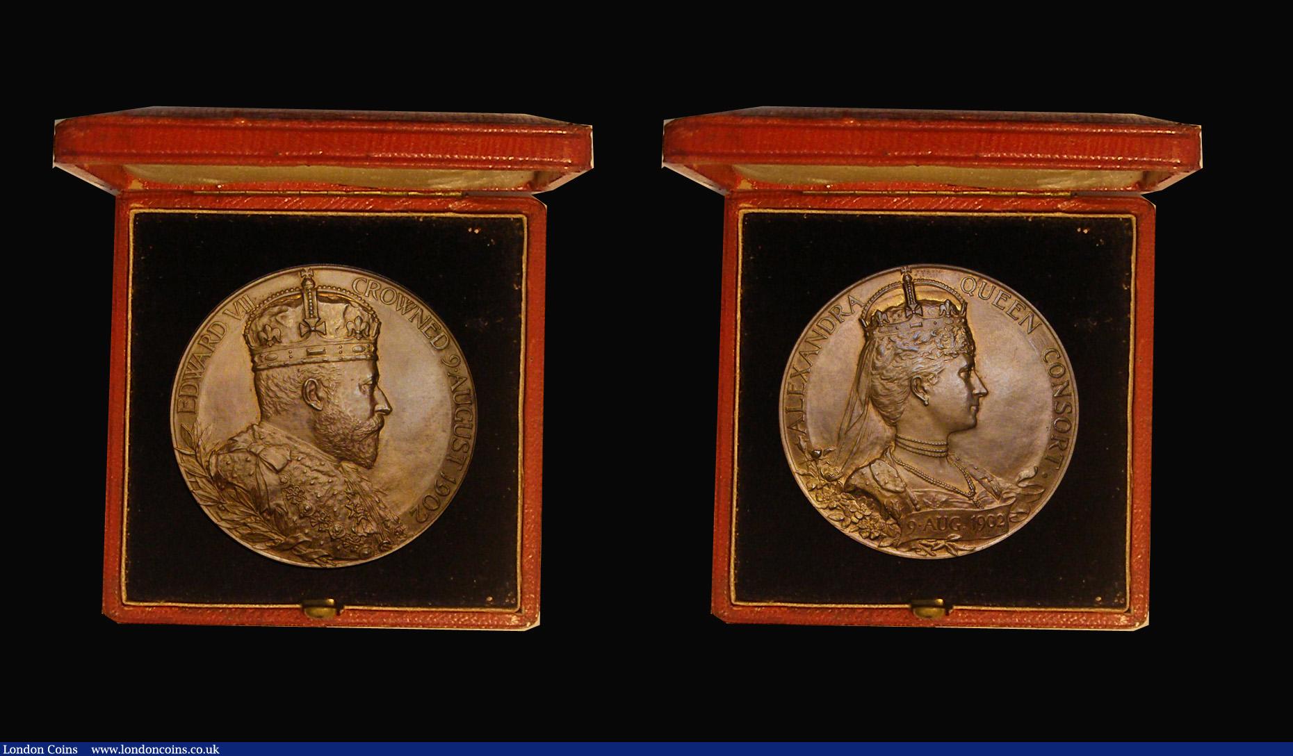 London Coins : A192 : Lot 437 : Coronation of Edward VII 1902 (2) 56mm diameter in silver the Official Royal Mint issue Eimer 1871, ...