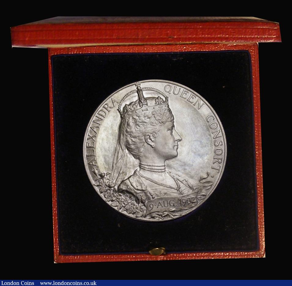 London Coins : A192 : Lot 438 : Coronation of Edward VII 1902 56mm diameter in silver the Official Royal Mint issue Eimer 1871, BHM ...