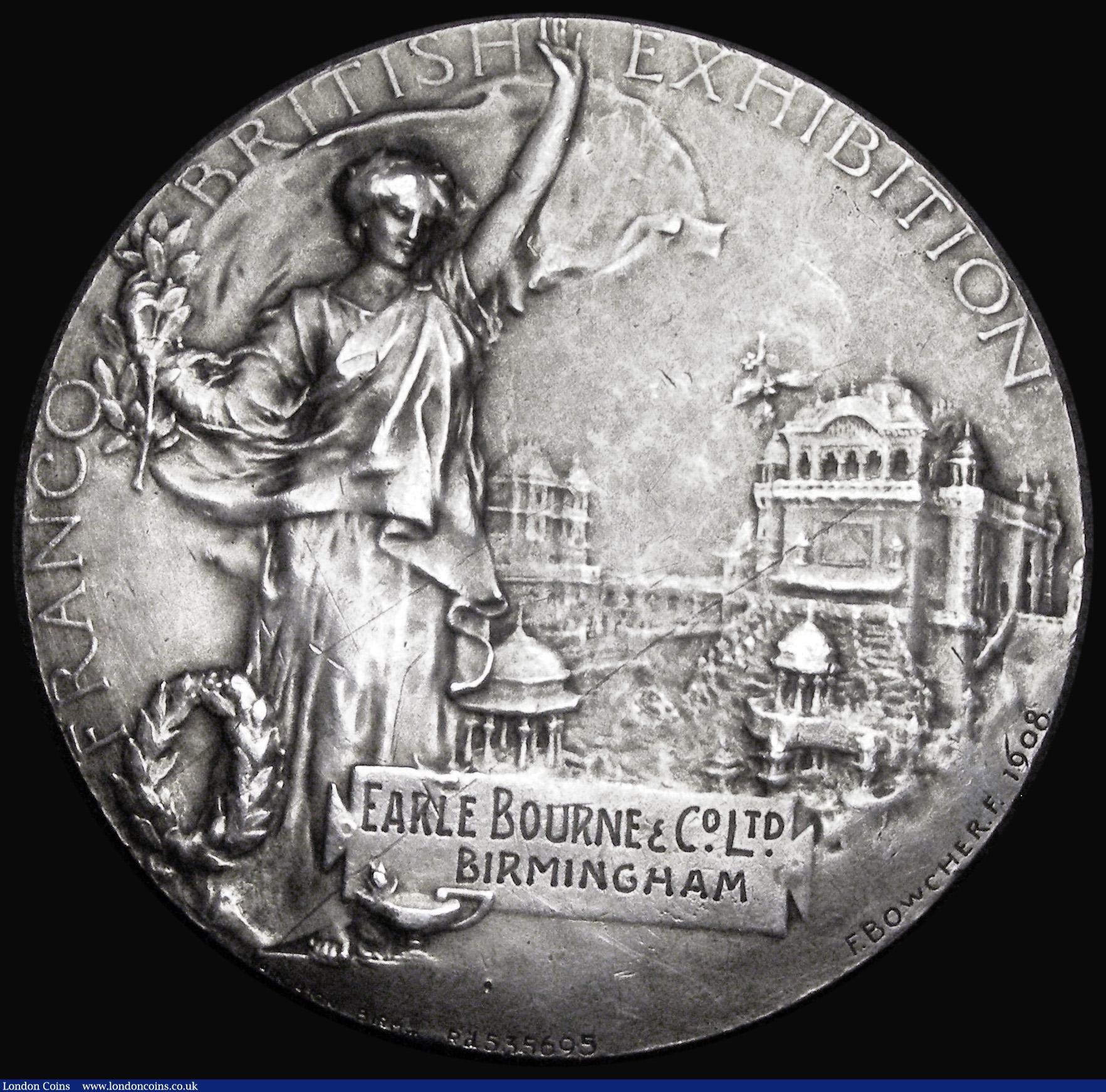 London Coins : A192 : Lot 440 : Franco-British Exhibition London 1908 51mm silver by Boucher and awarded to Earle Bourne & Co Bi...