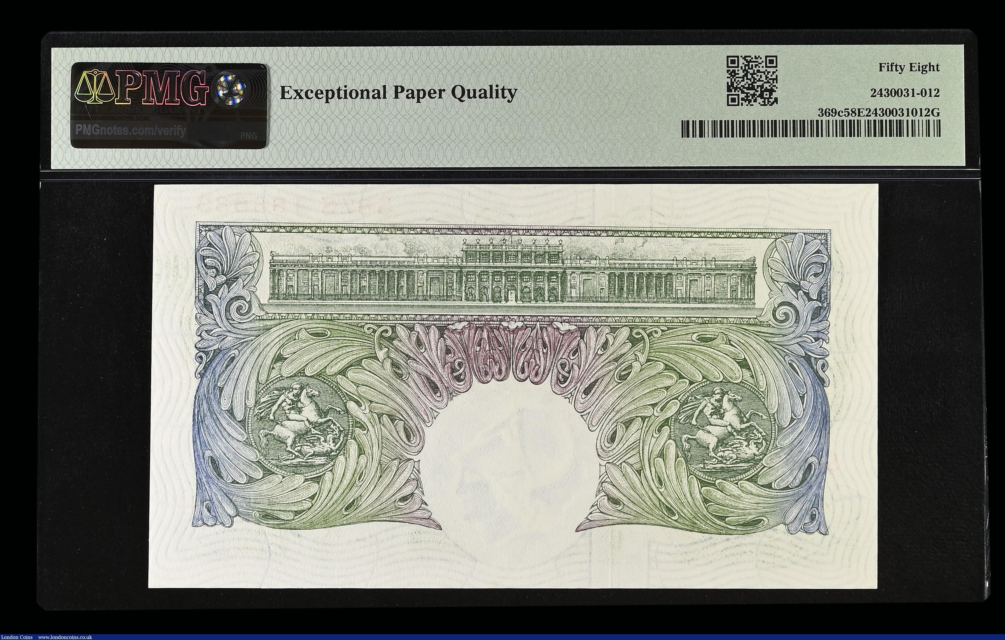 London Coins : A192 : Lot 49 : One Pound O'Brien replacement B274 S/N S87S 188683 Choice AU PMG 58 EPQ 