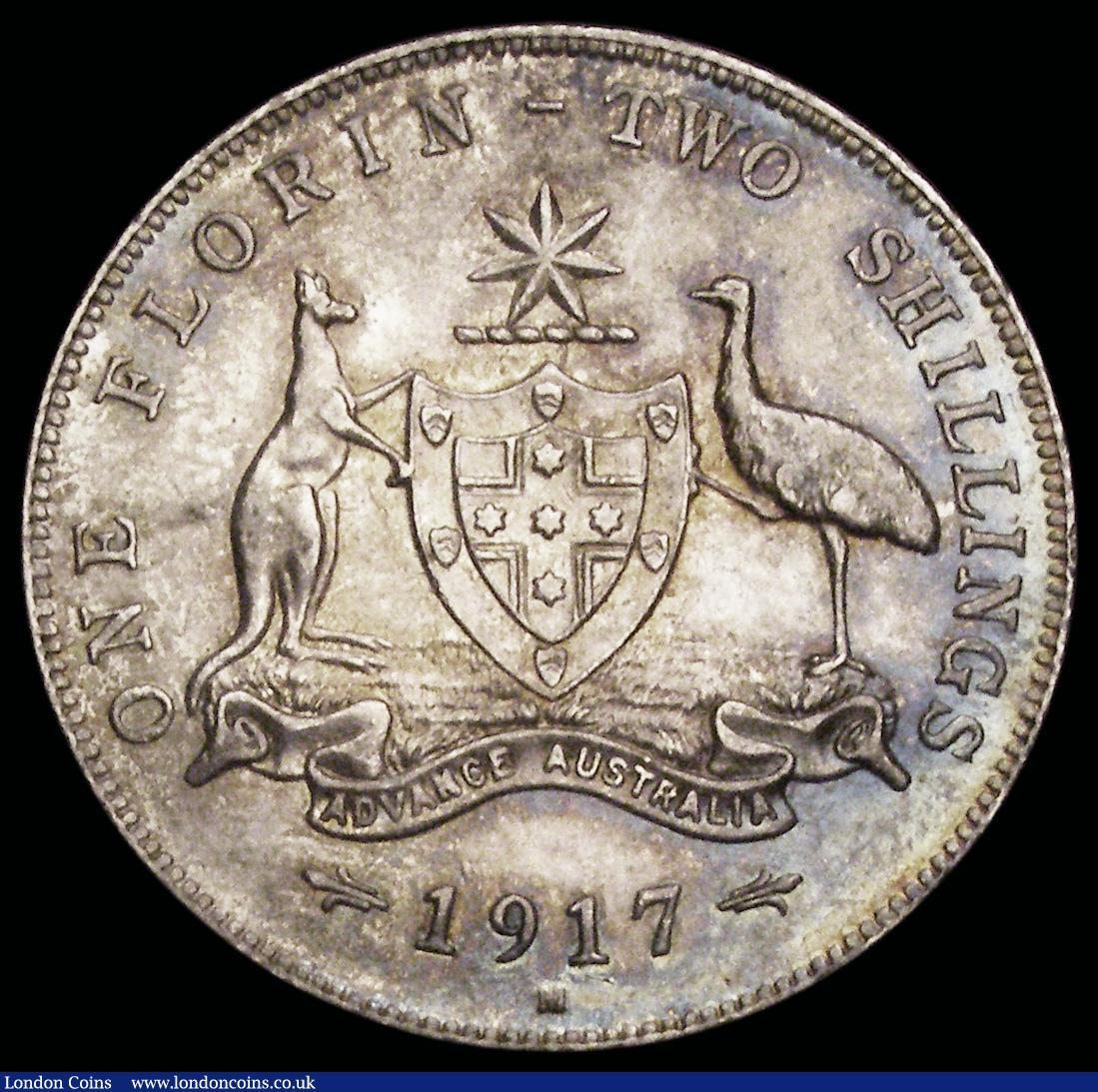 London Coins : A192 : Lot 502 : Australia Florin 1917M KM#27 EF and toned