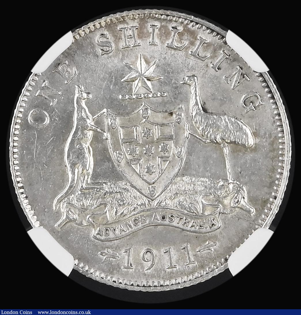 London Coins : A192 : Lot 513 : Australia Shilling 1911 KM#26 in a NGC Holder AU DETAILS CLEANED