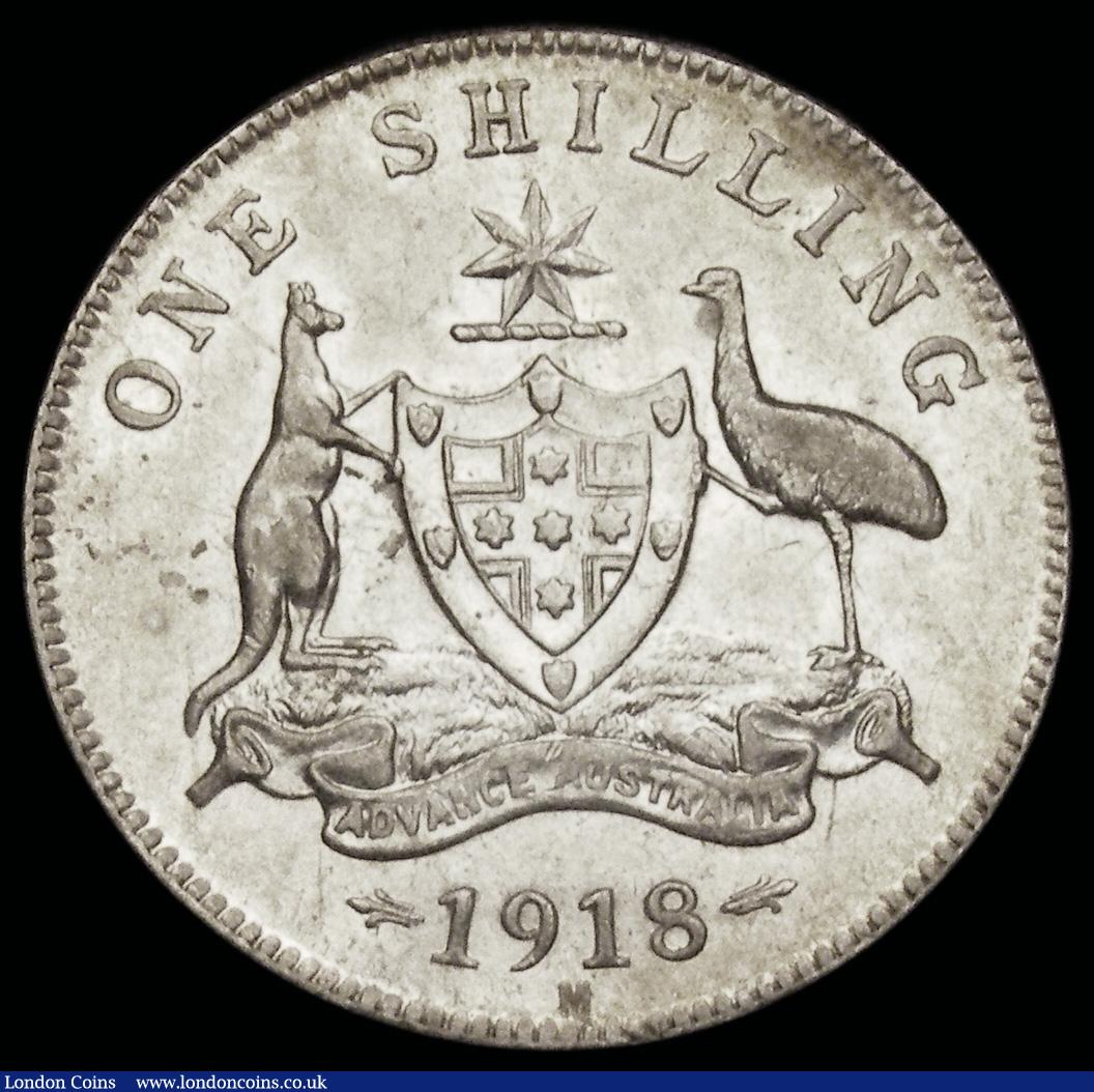 London Coins : A192 : Lot 515 : Australia Shilling 1918 KM#26 EF or near so