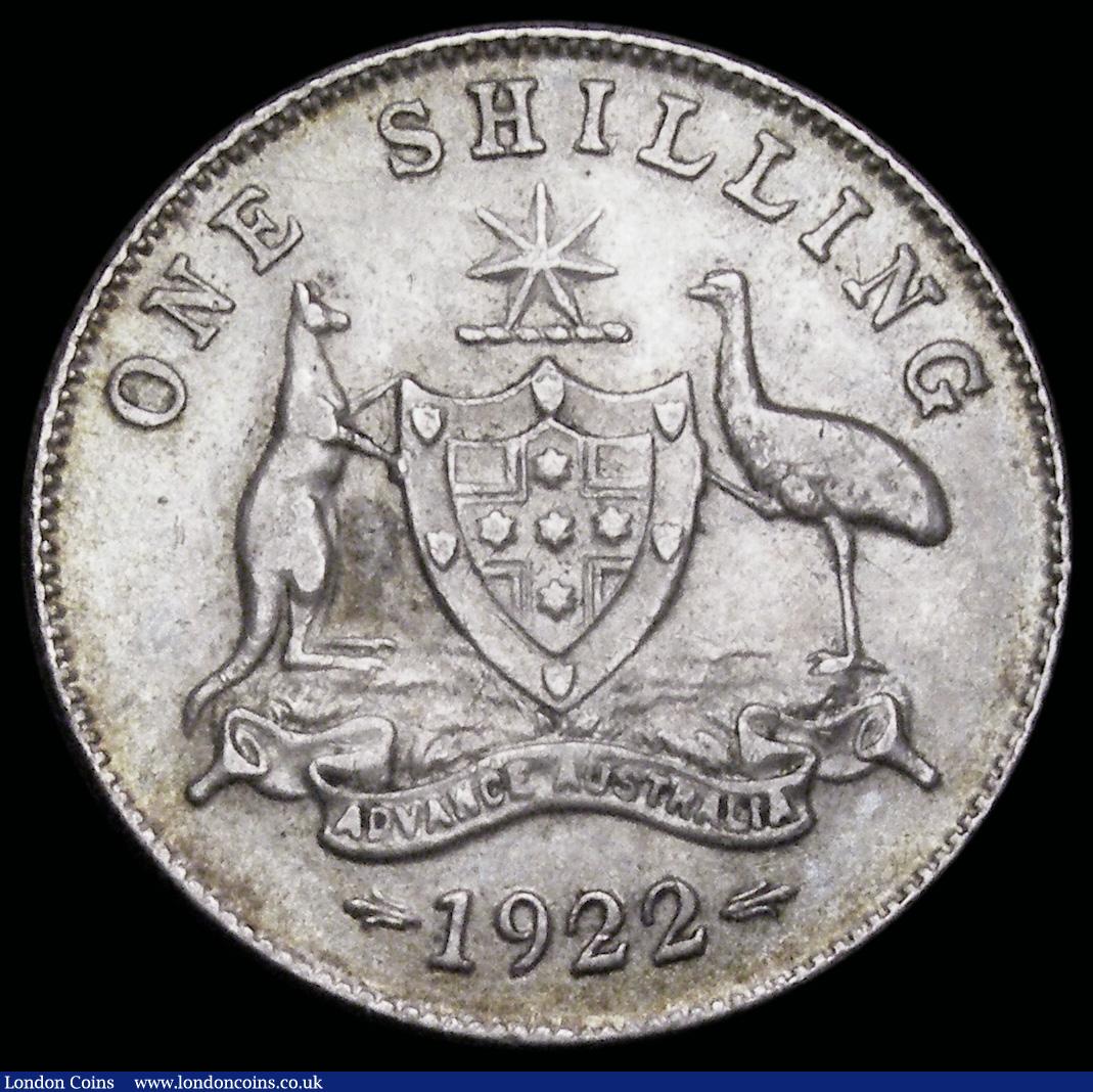 London Coins : A192 : Lot 517 : Australia Shilling 1922 KM#26 Good VF and a seldom offered date 