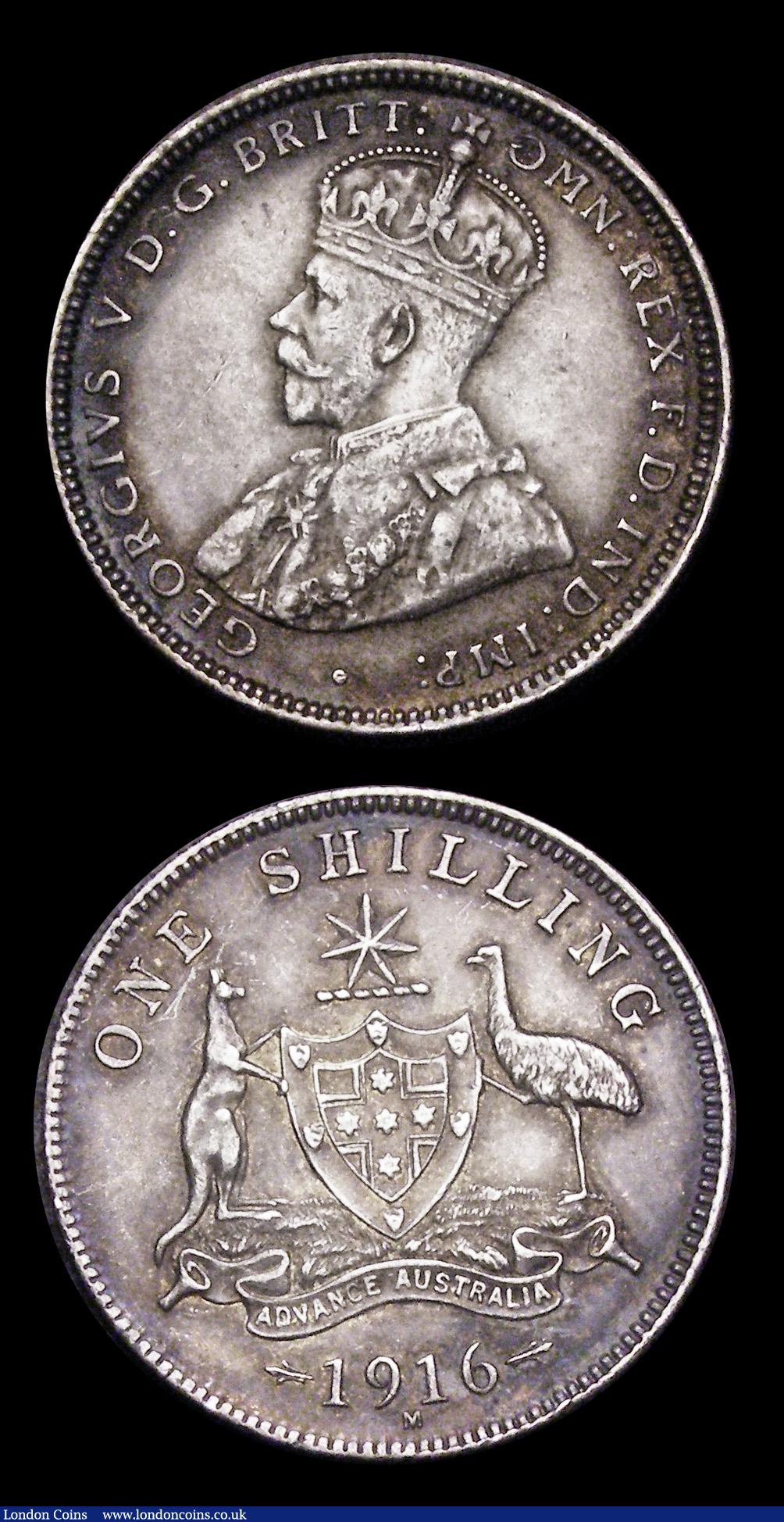 London Coins : A192 : Lot 519 : Australia Shillings (2) 1910 and 1916 both VF or better with pleasant old toning