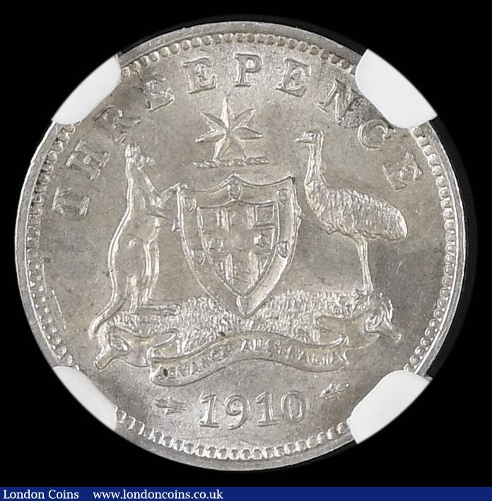 London Coins : A192 : Lot 522 : Australia Threepence 1910 NGC MS62