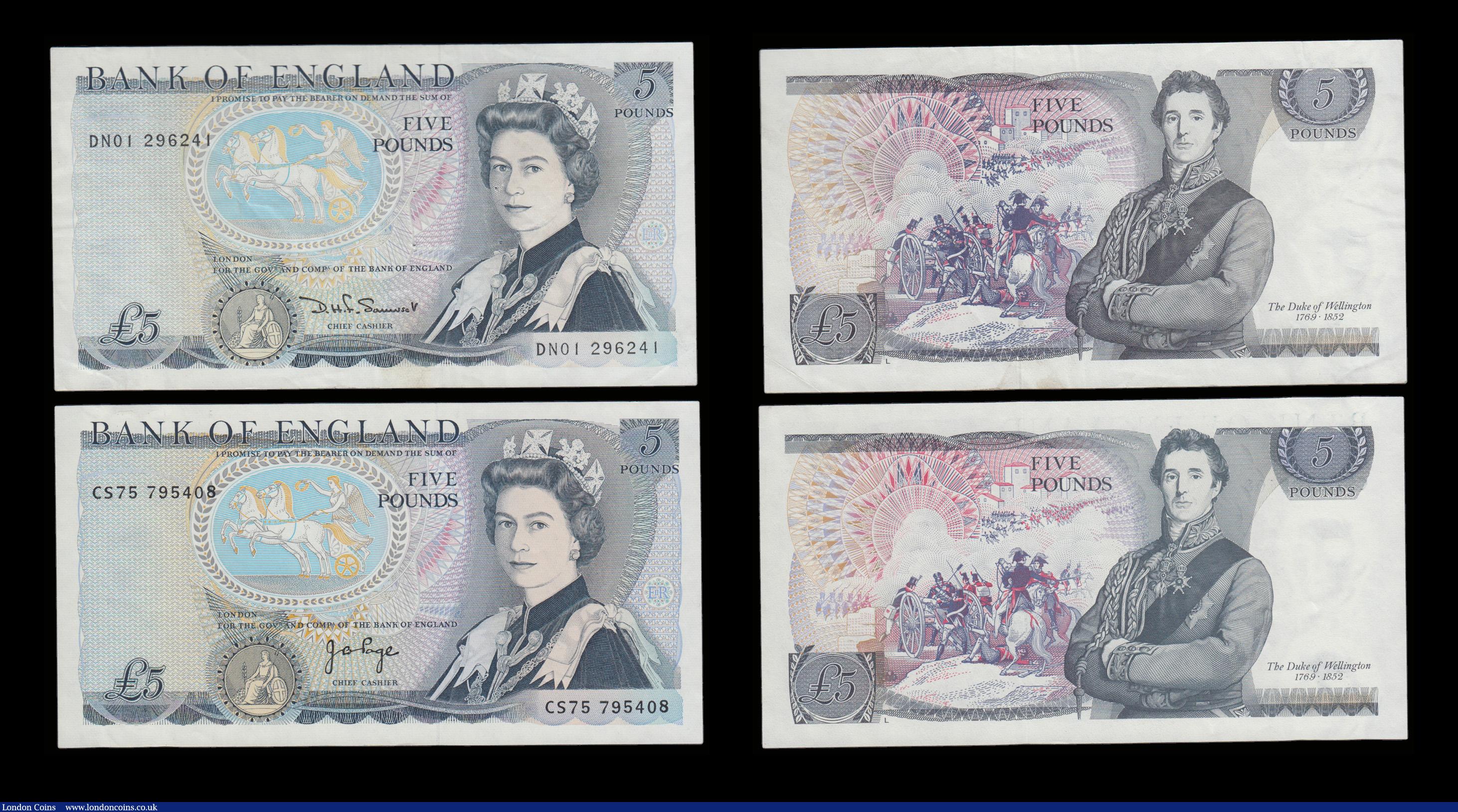 London Coins : A192 : Lot 54 : Five Pounds Hollom B297 L69 prefix AU, Fforde B312 Y23 prefix GVF, Page Child Britannia B324 prefix ...