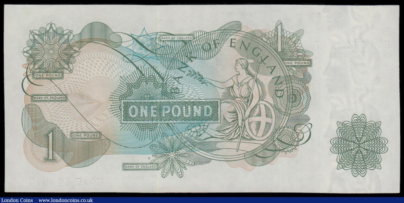 London Coins : A192 : Lot 55 : One Pound Fforde B307 U01E 521017 Unc G reverse First Run subset U01E 521017 Unc