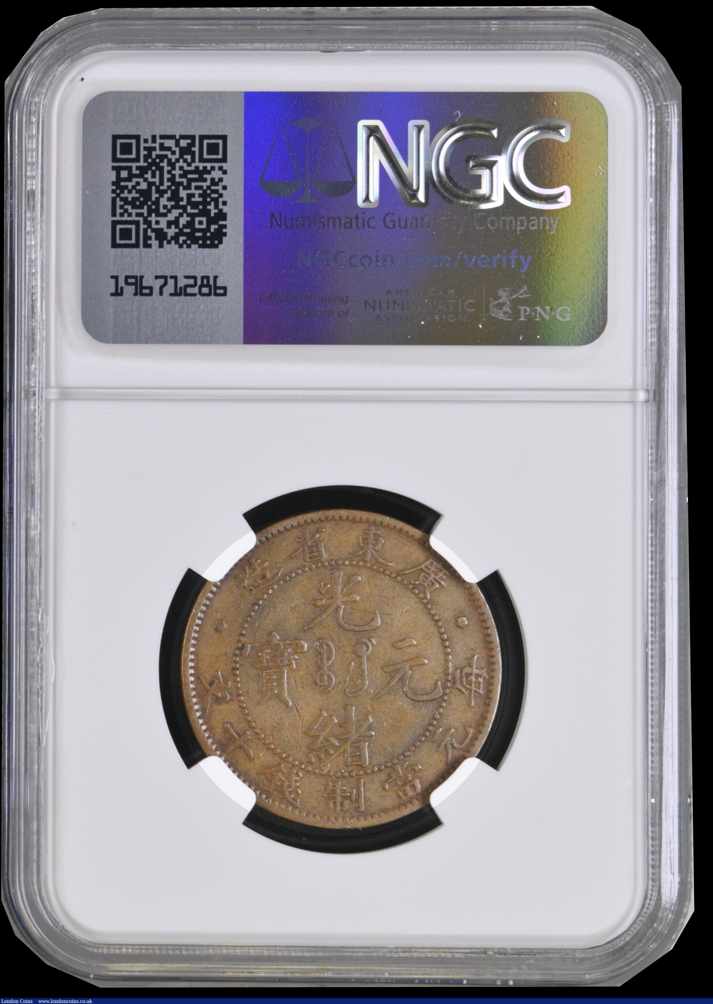 London Coins : A192 : Lot 557 : China - Kwangtung Province Ten Cash undated (1900-1906) Y#193 NGC XF40 BN