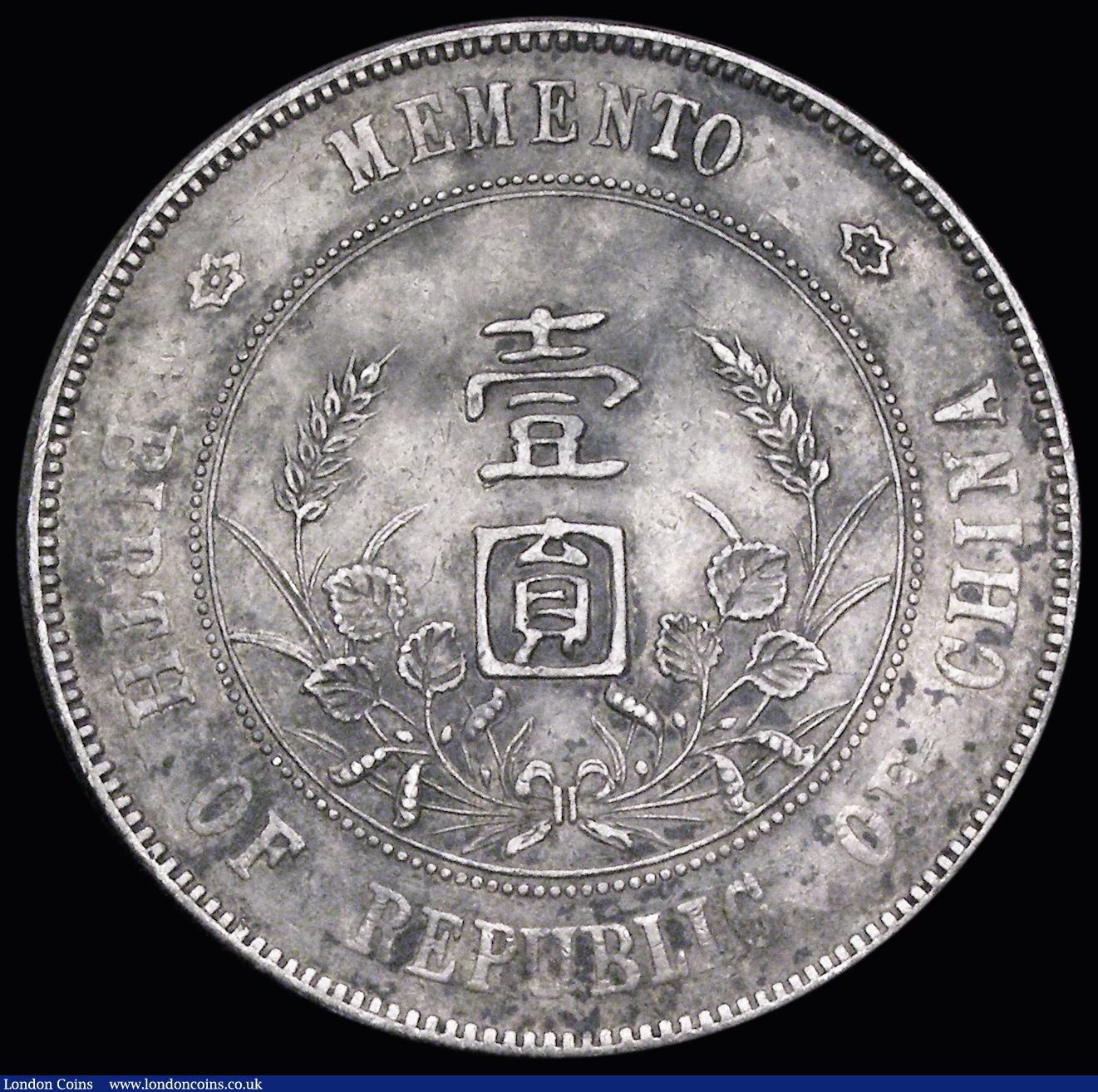 London Coins : A192 : Lot 559 : China - Republic Dollar Memento undated (1927) Two Rosettes dividing the legend at the top Y#318a.1 ...