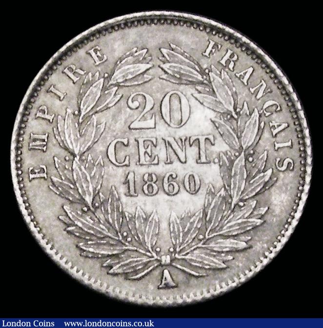 London Coins : A192 : Lot 593 : France 20 Centimes 1860A KM778.1 Unc with a pleasing tone
