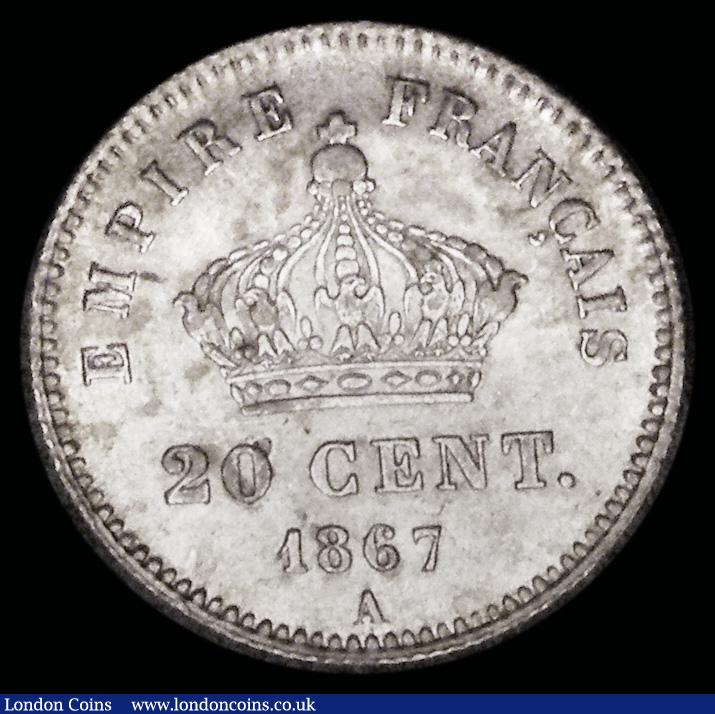 London Coins : A192 : Lot 594 : France 20 Centimes 1867A KM808.1 Unc