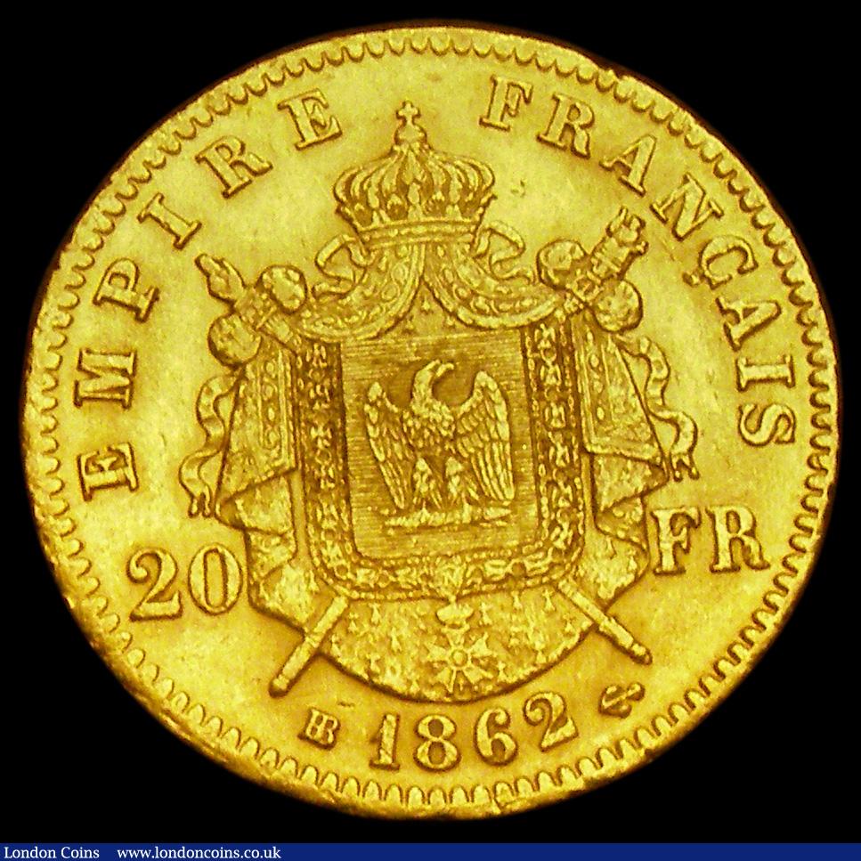 London Coins : A192 : Lot 595 : France 20 Francs 1862 BB EF