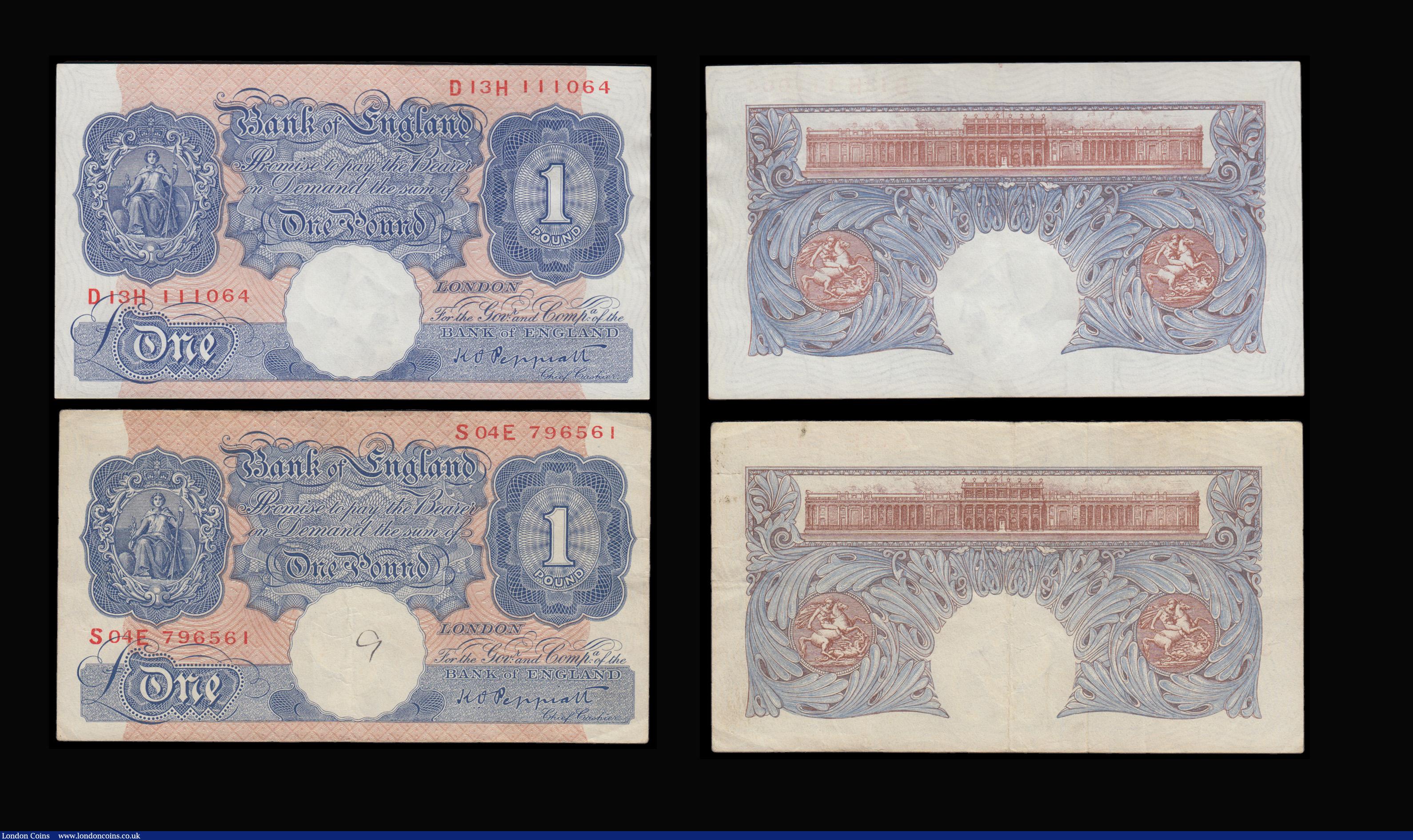 London Coins : A192 : Lot 60 : Five Pounds Fforde 1967 Child Britannia B313 Replacement series M11 prefix about VF with 4 small hol...