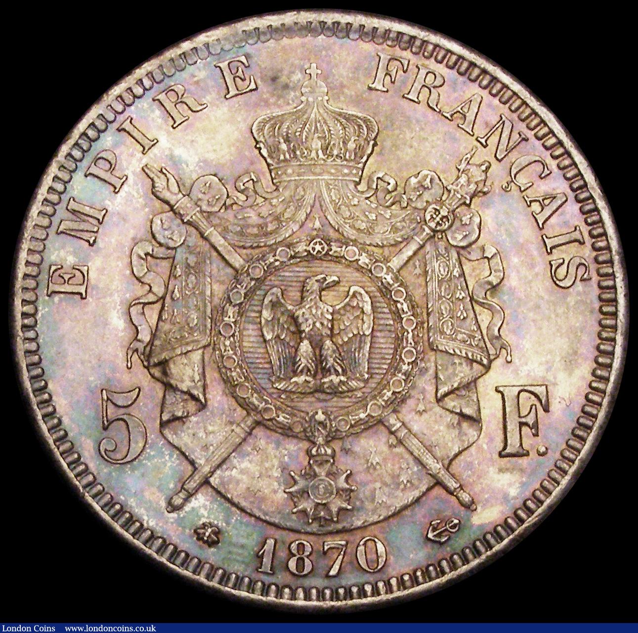 London Coins : A192 : Lot 602 : France 5 Francs 1870 A KM 799.1 Unc with a very pleasant tone