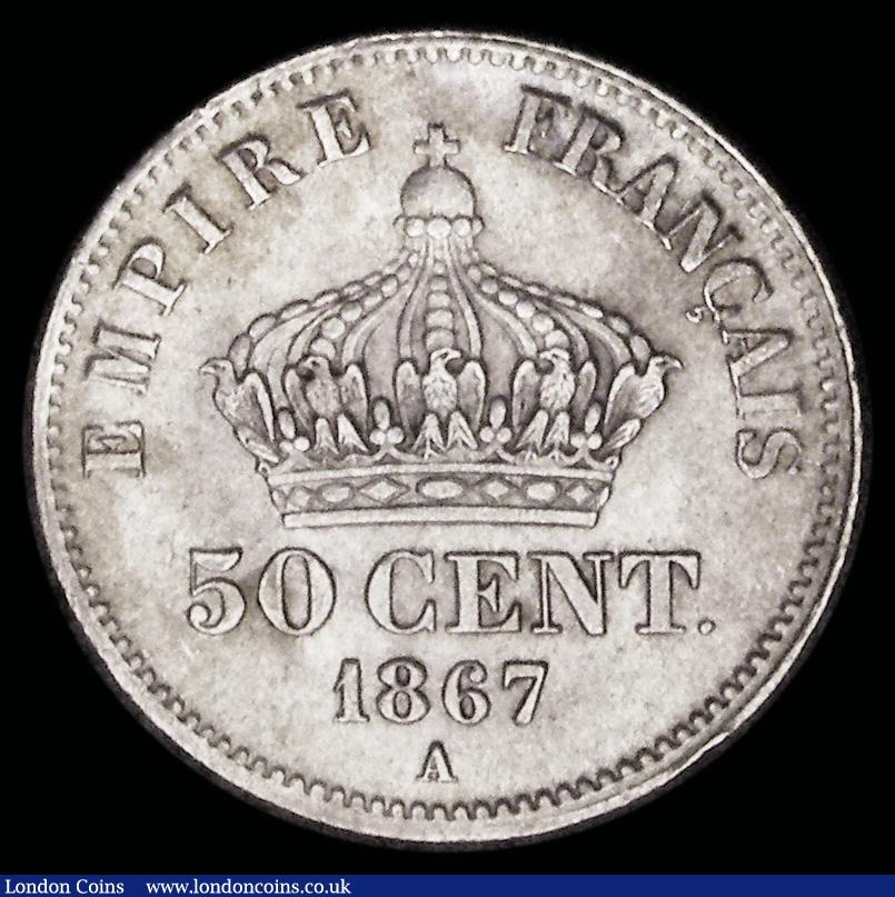 London Coins : A192 : Lot 604 : France 50 Centimes 1867A KM841.1 Unc