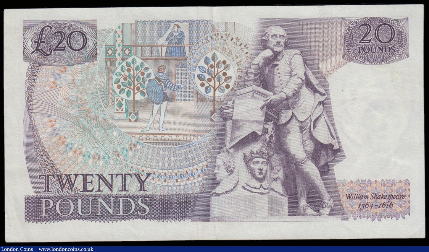 London Coins : A192 : Lot 63 : Twenty Pounds Fforde B318 issued 1970, William Shakespeare on reverse, first run series A01 506692 V...