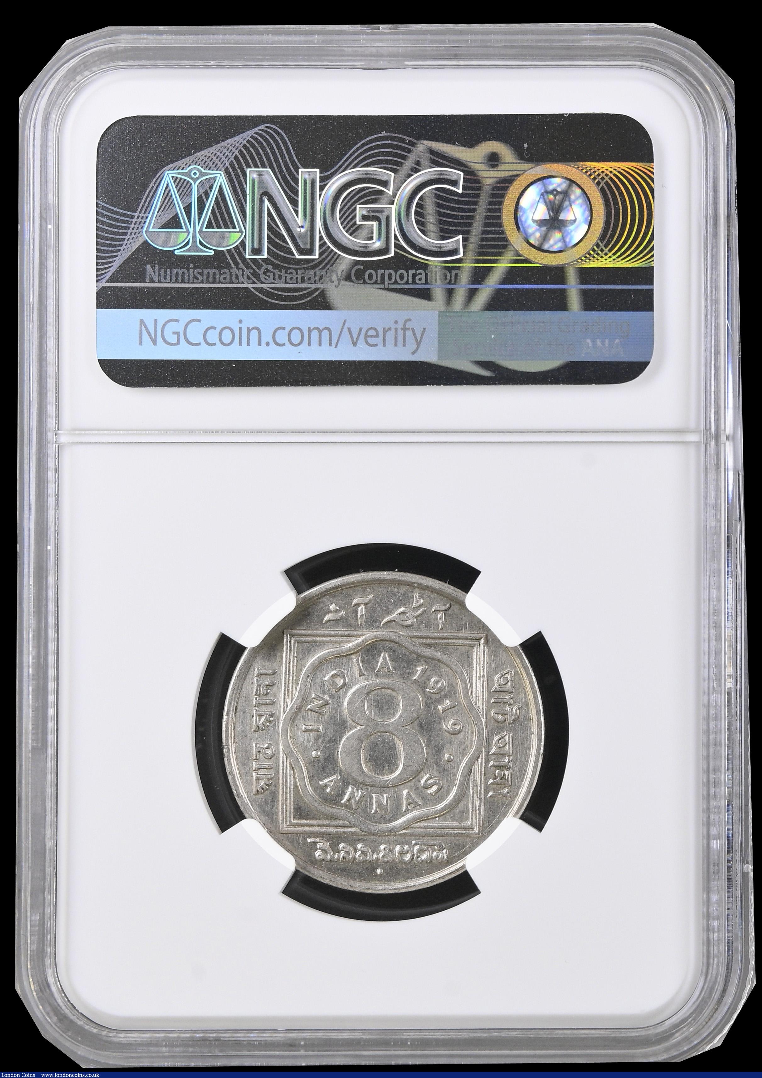 London Coins : A192 : Lot 634 : India 8 Annas 1919 Bombay KM#520 NGC MS61
