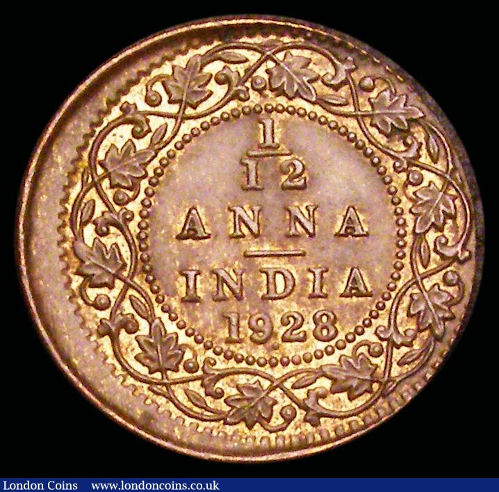 London Coins : A192 : Lot 636 : India Error 1/12 Anna 1928 struck about 10% off centre so up to 2mm blank flan protruding to one sid...