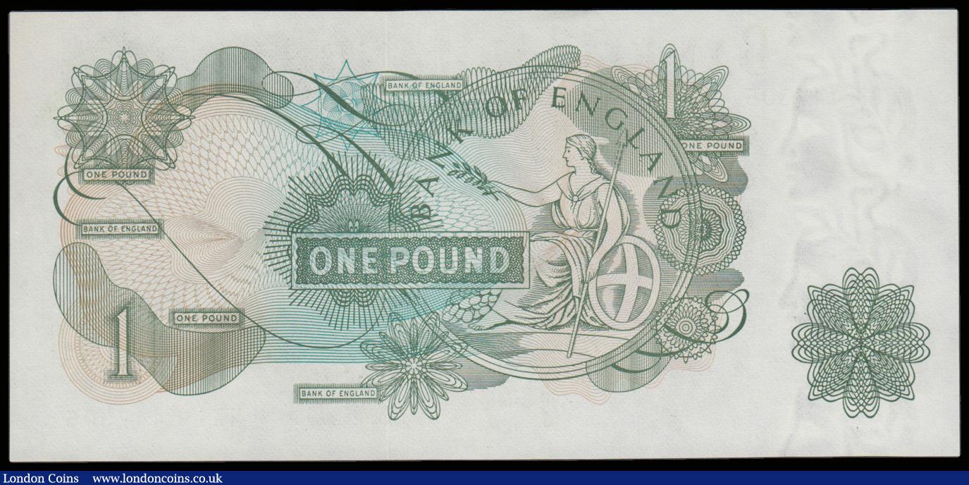 London Coins : A192 : Lot 65 : One Pound Page B323 MW19 447305 scarce last run replacement, issued 1970, UNC