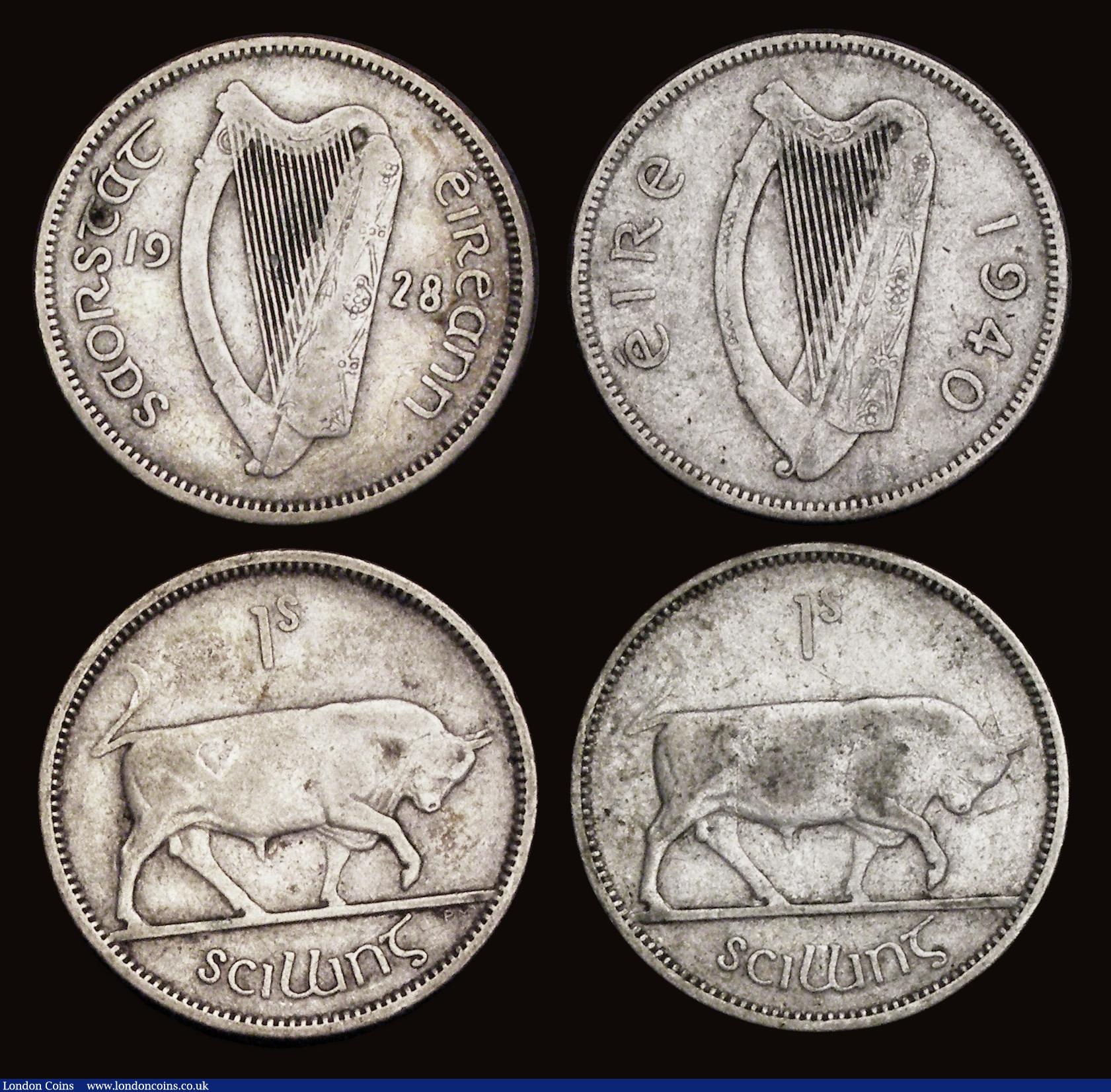 London Coins : A192 : Lot 651 : Ireland (3) Halfcrown 1928, Shillings 1928 and 1940 F-VF