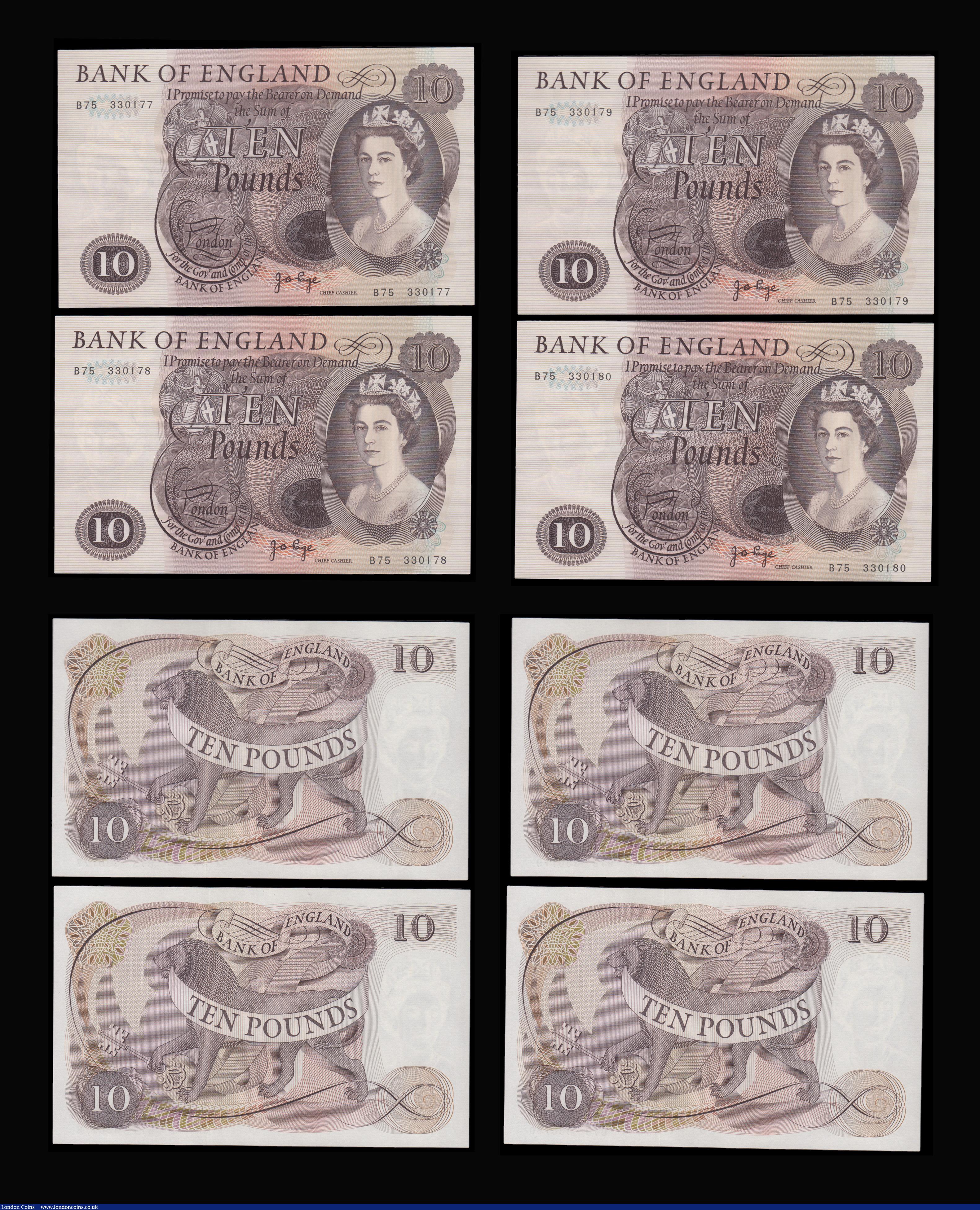 London Coins : A192 : Lot 69 : Ten Pounds Page Lion and Key 1971 B326 (10 consecutives) B75 330171 - 330180 Unc