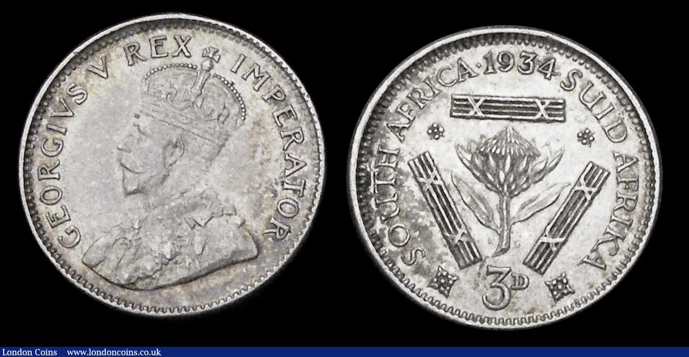 London Coins : A192 : Lot 717 : South Africa 1934 issues (2) Shilling EF and Threepence EF or better