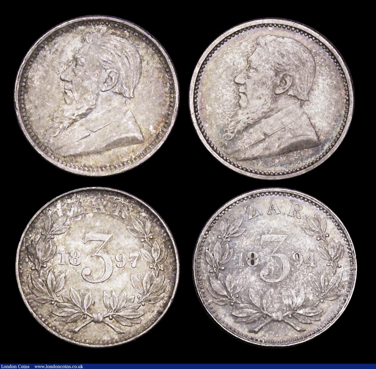 London Coins : A192 : Lot 724 : South Africa ZAR (3) 2 Shillings 1896 EF with some thin scratches obverse and a light stains reverse...