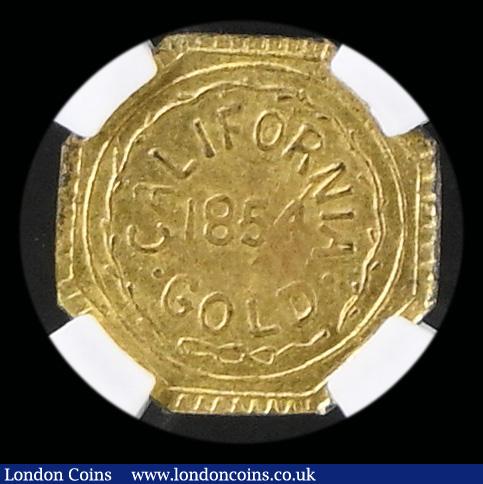London Coins : A192 : Lot 744 : USA 1854 California Gold Octagonal Token Indian Head Wreath NGC MS62
