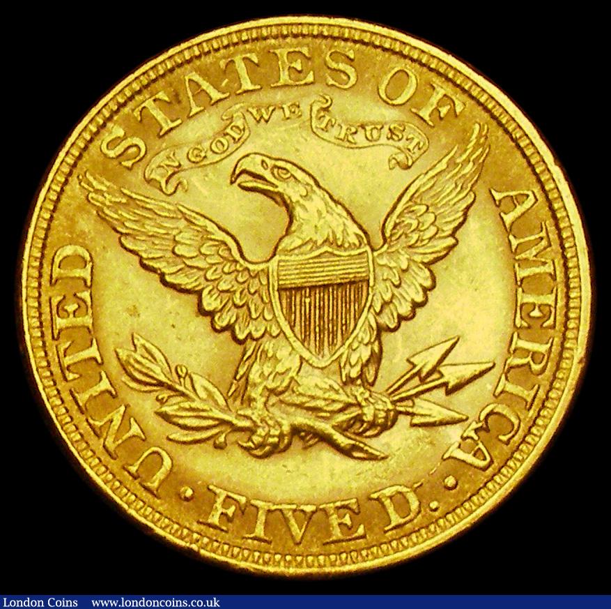London Coins : A192 : Lot 748 : USA 5 Dollars 1881 Gold AU/UNC with some contact marks obverse