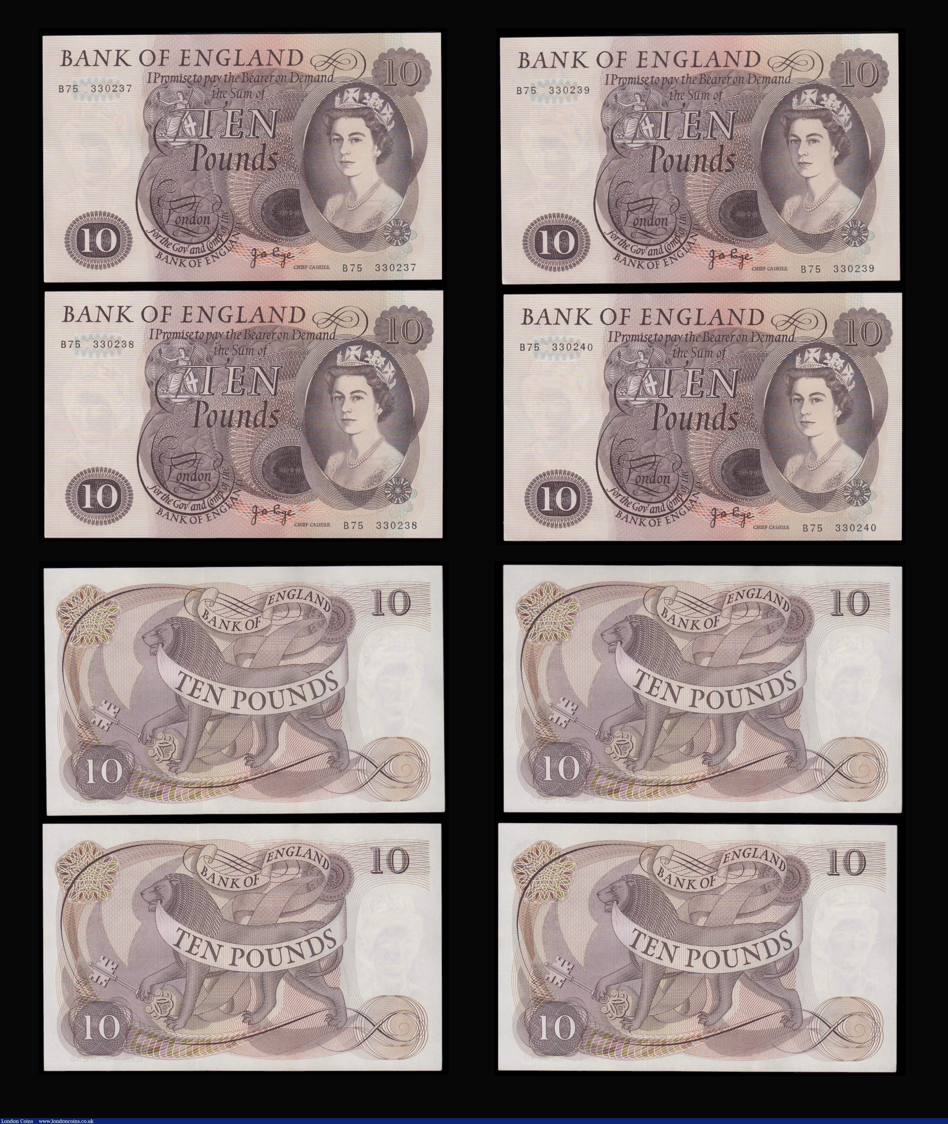 London Coins : A192 : Lot 75 : Ten Pounds Page Lion and Key 1971 B326 (10 consecutives) B75 330231 - 330240 Unc