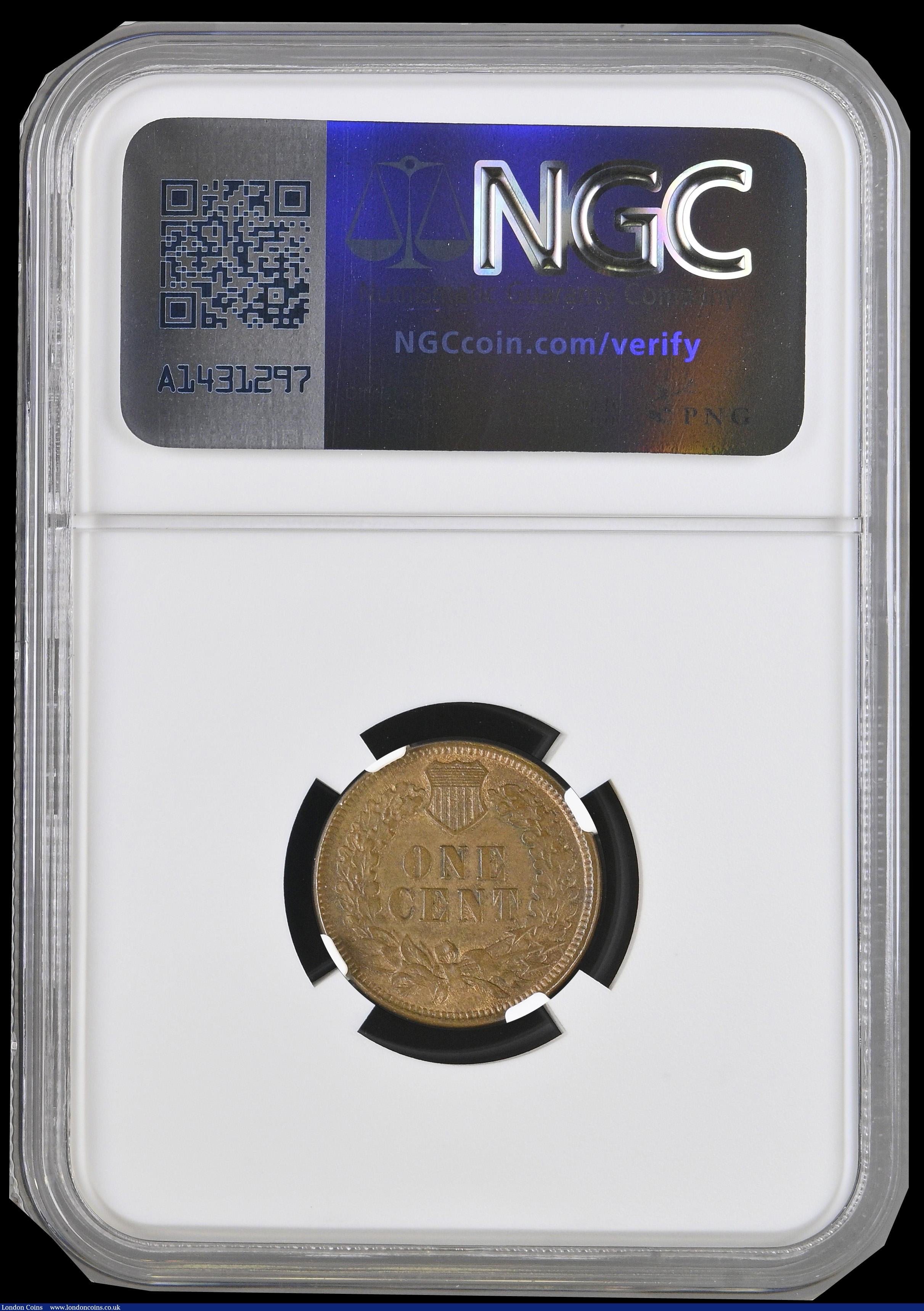London Coins : A192 : Lot 755 : USA Cent 1873 Open 3 NGC MS62BN