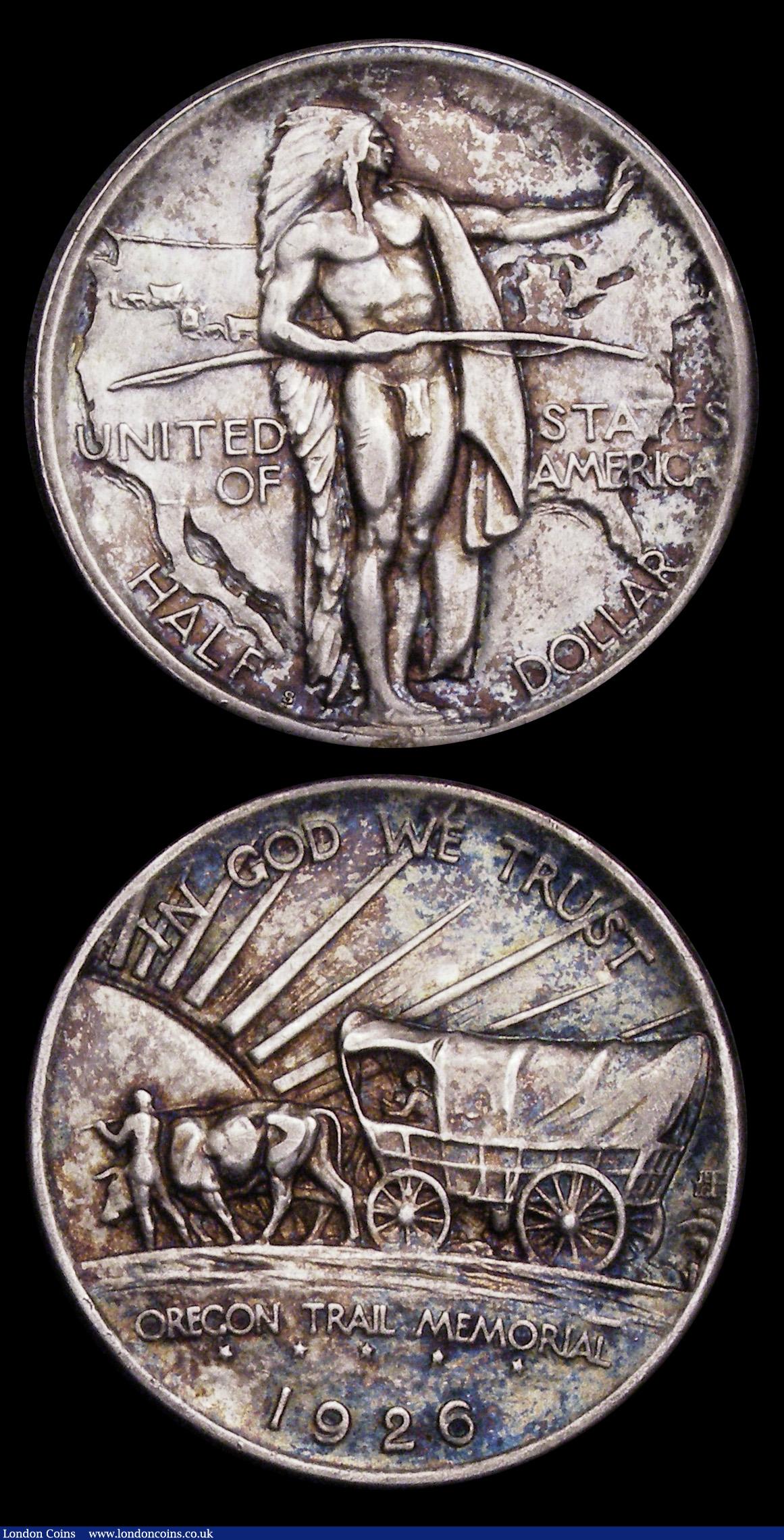 London Coins : A192 : Lot 773 : USA Half Dollar 1926 Commemoratives 1926S Oregon Trail EF and toned and 1926 Sesquicentennial of Ind...