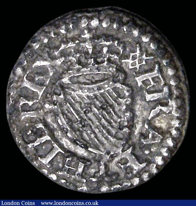 London Coins : A192 : Lot 814 : Farthing James I Harington 8 harp strings, IACO between sceptre heads, privy mark Fret GVF a high gr...