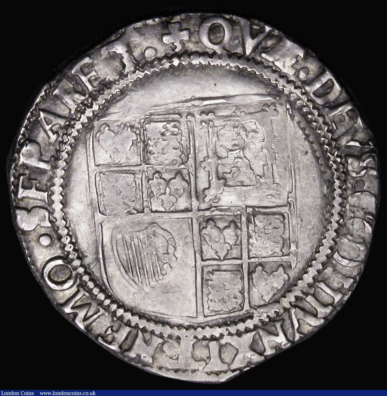 London Coins : A192 : Lot 872 : Shilling James I Fifth Bust S.2656 mintmark Trefoil GVF with some double striking, an excellent port...