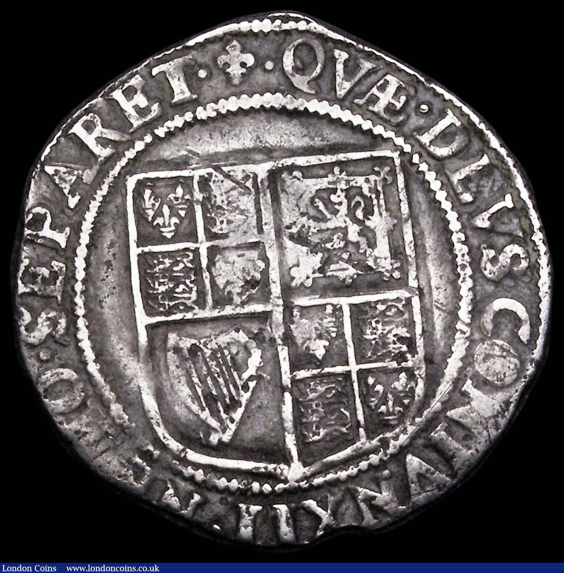 London Coins : A192 : Lot 876 : Shilling James I Second Coinage 1604-19, mintmark Lis about Fine
