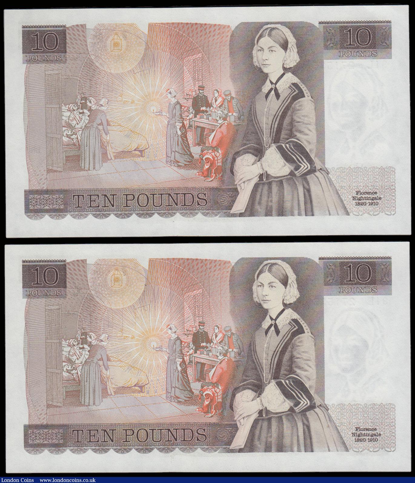 London Coins : A192 : Lot 88 : Ten Pounds Somerset B347 issued 1980 last series (2 consecutives) 31L 271535 and 271536 UNC
