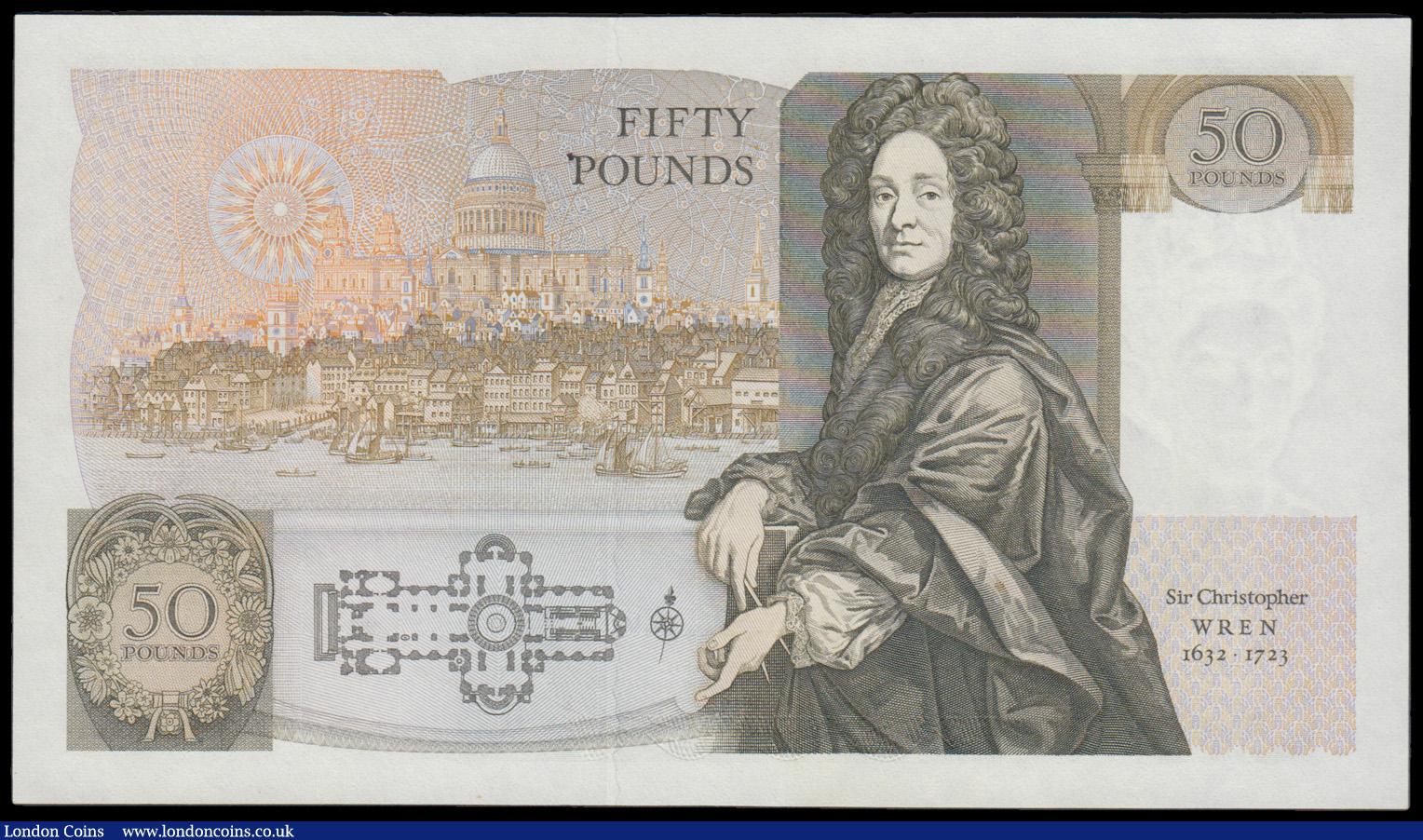 London Coins : A192 : Lot 91 : Fifty Pounds Somerset B352 issued 1981 first run, low number A01 000557, Christopher Wren on reverse...