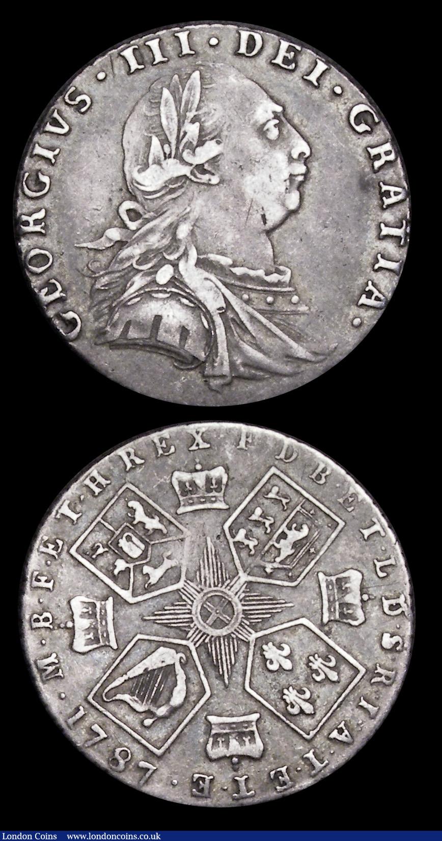 London Coins : A192 : Lot 911 : Shilling 1787 (2)  with Hearts GVF, Sixpence no Hearts VF