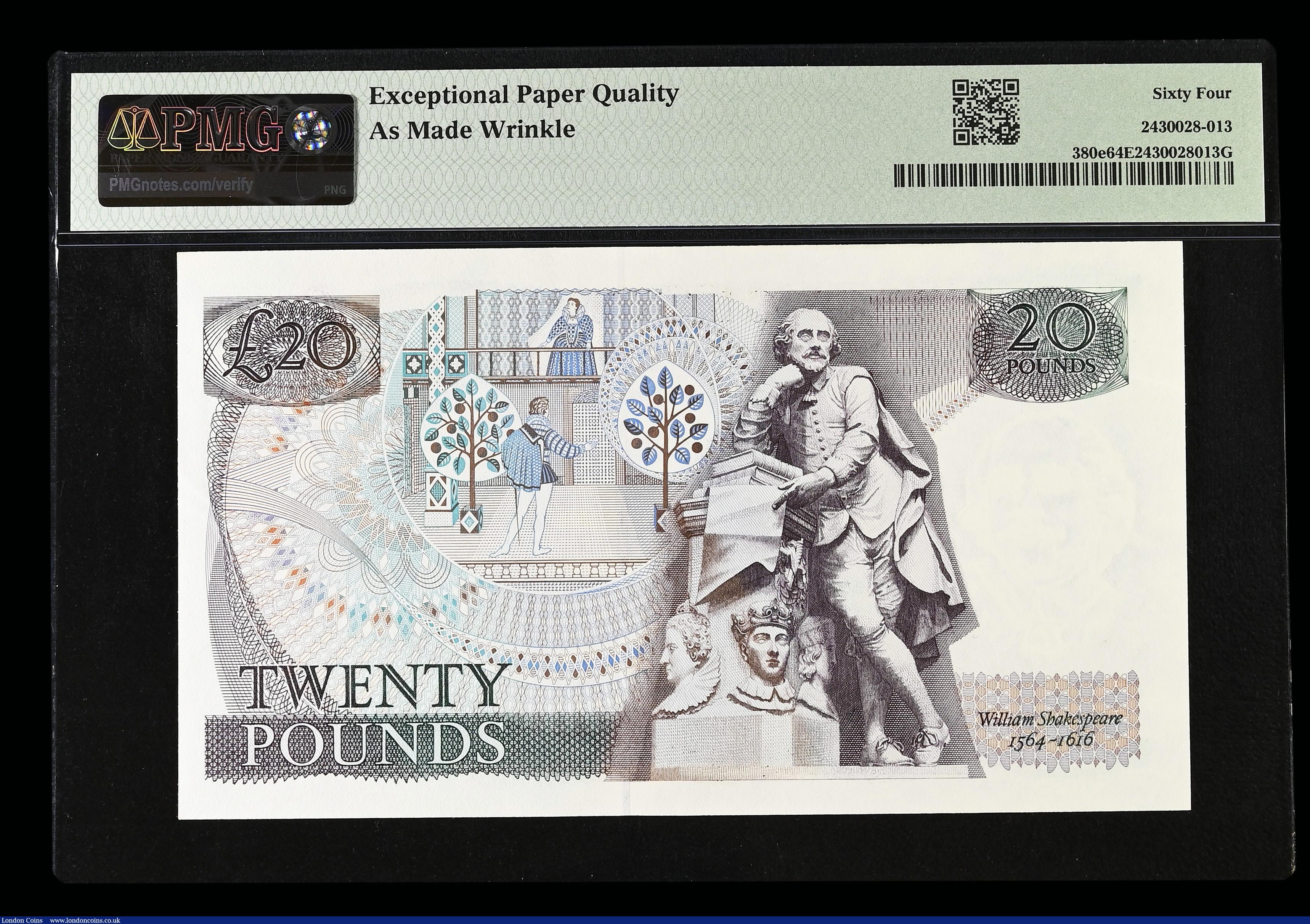 London Coins : A192 : Lot 96 : Twenty Pounds Gill B355 issued 1988 Choice Uncirculated PMG 64 EPQ "As Made Wrinkle"