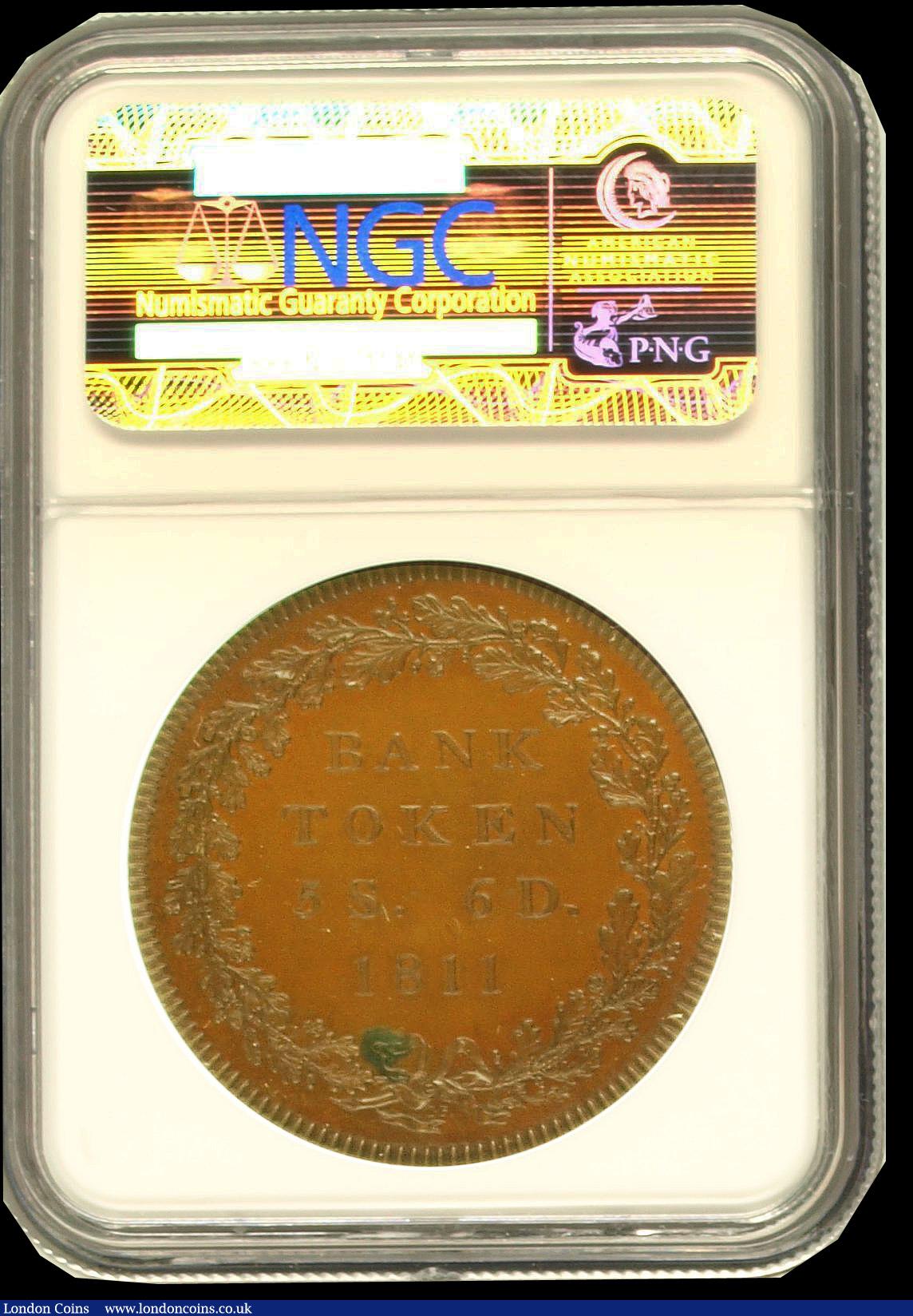 London Coins : A192 : Lot 972 : Dollar Bank of England 1811 Copper Pattern, Obverse K, Reverse 5, die axis upright, ESC 206, Bull 19...