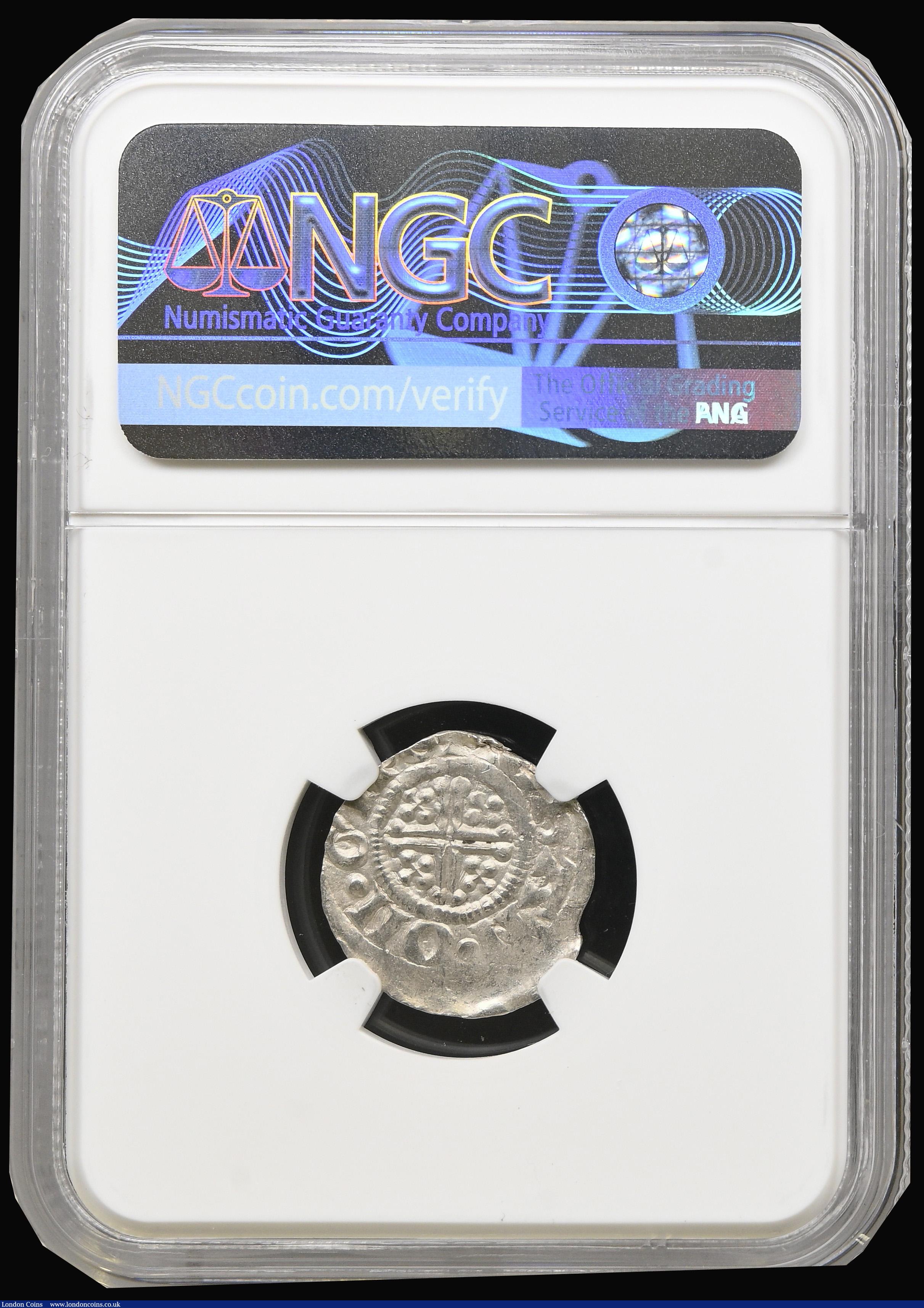 London Coins : A193 : Lot 1020 : Penny John 1199-1216 Class 5 rounder portrait, letter X in the shape of a St. Andrew's Cross S....